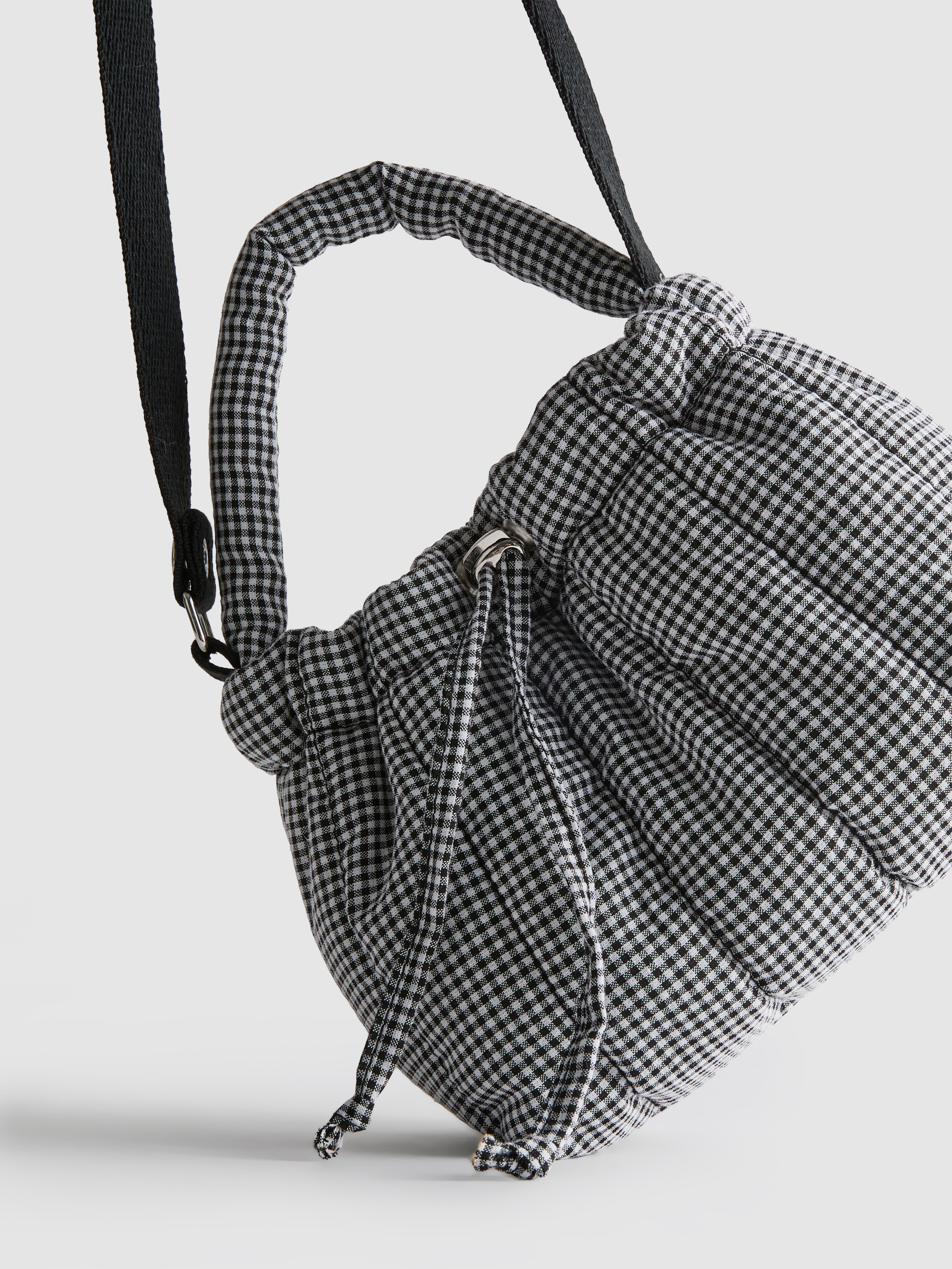 Gingham Drawstring Crossbody Bag