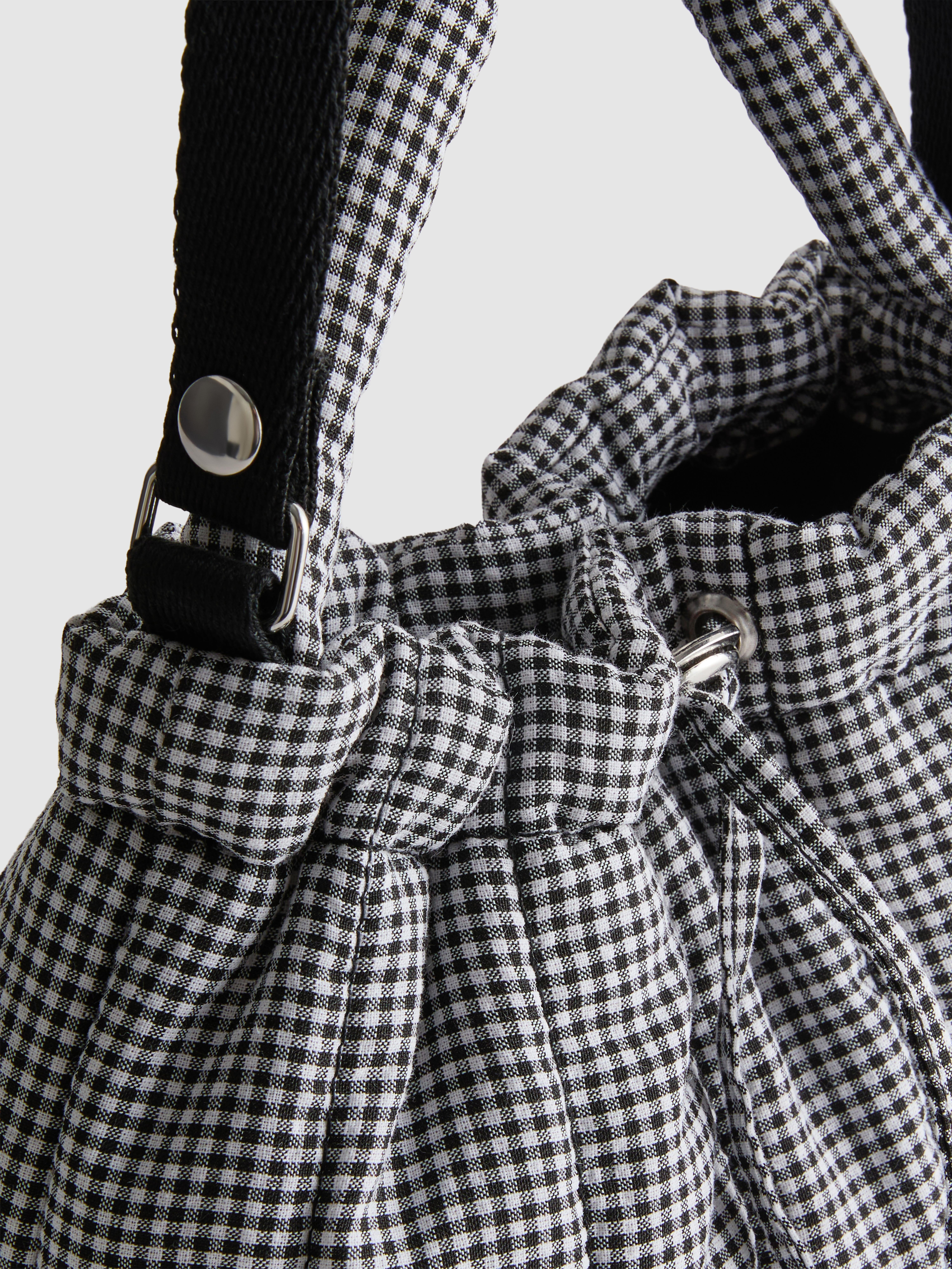 Gingham Drawstring Crossbody Bag