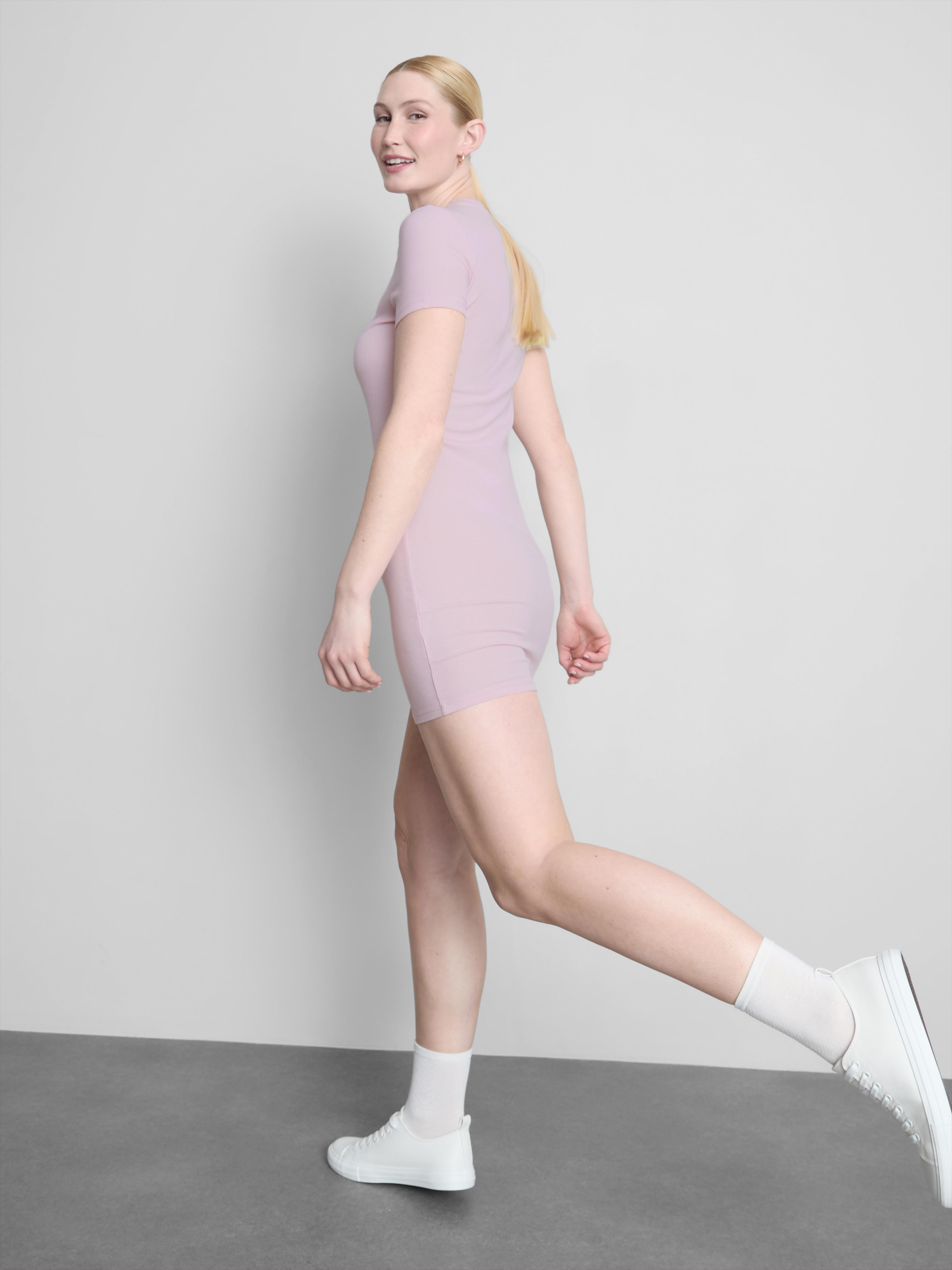 Ribbed Bodycon Mini T-Shirt Dress