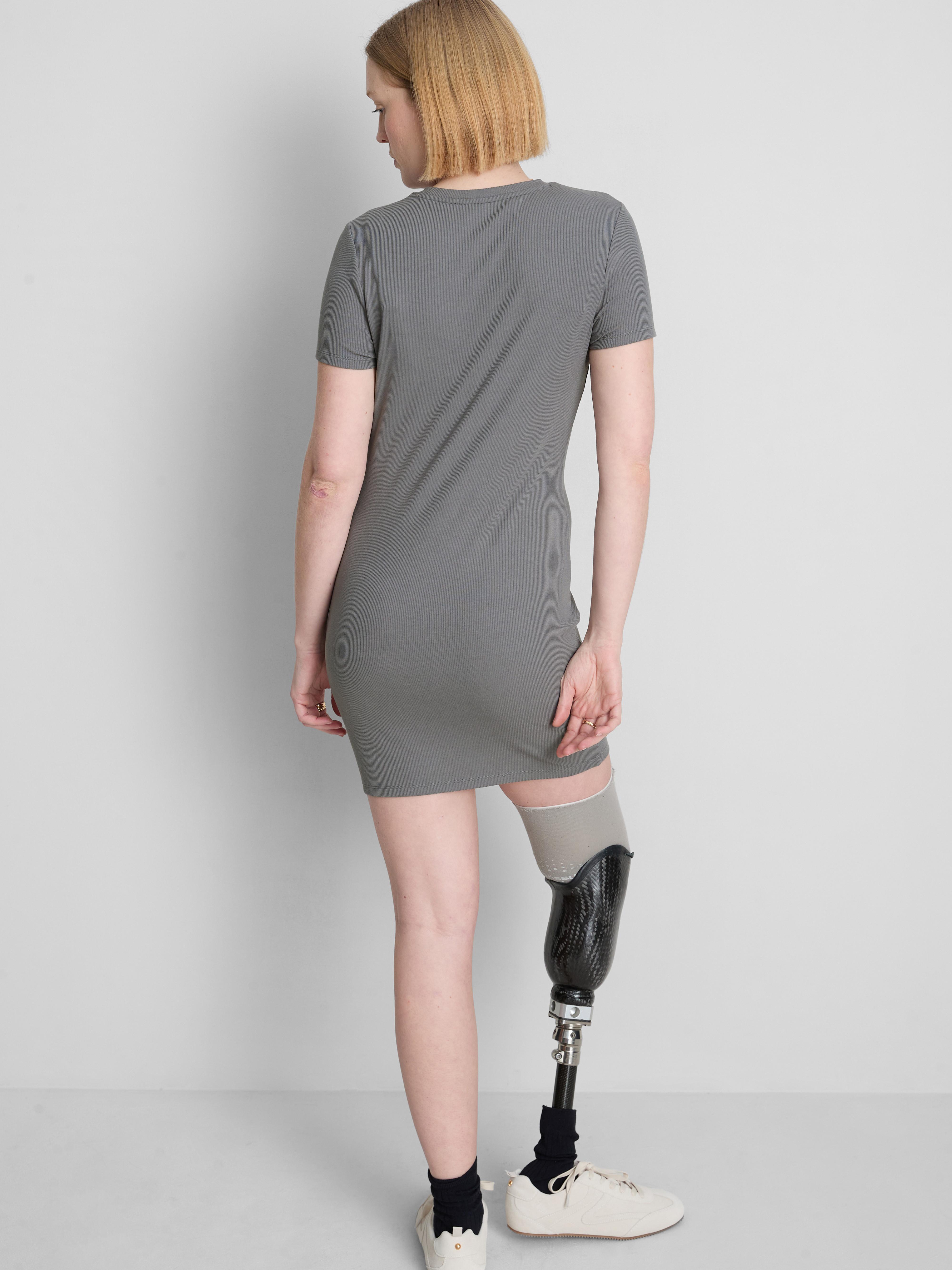 Ribbed Bodycon Mini T-Shirt Dress
