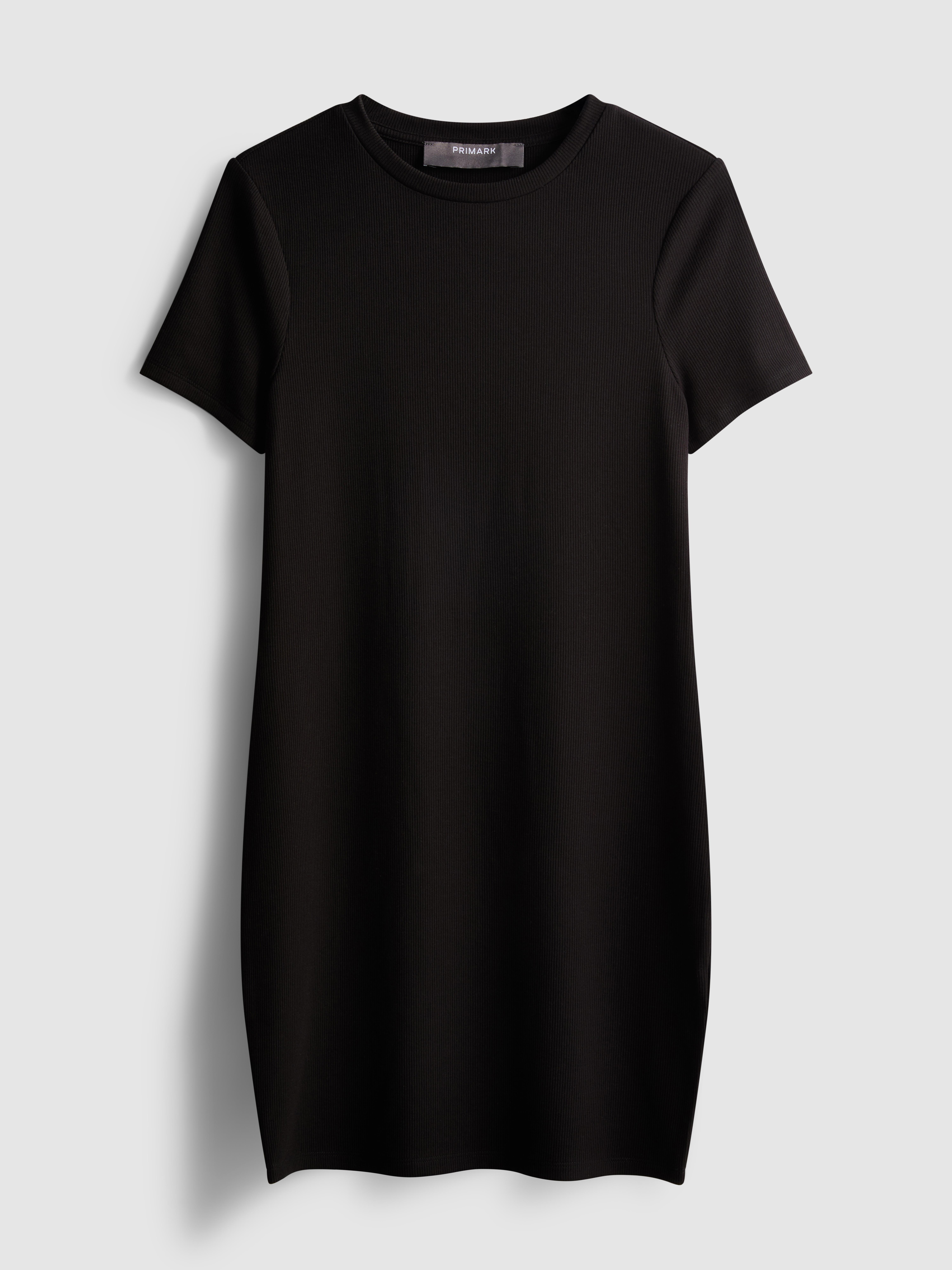 Vestido t-shirt mini justo canelado