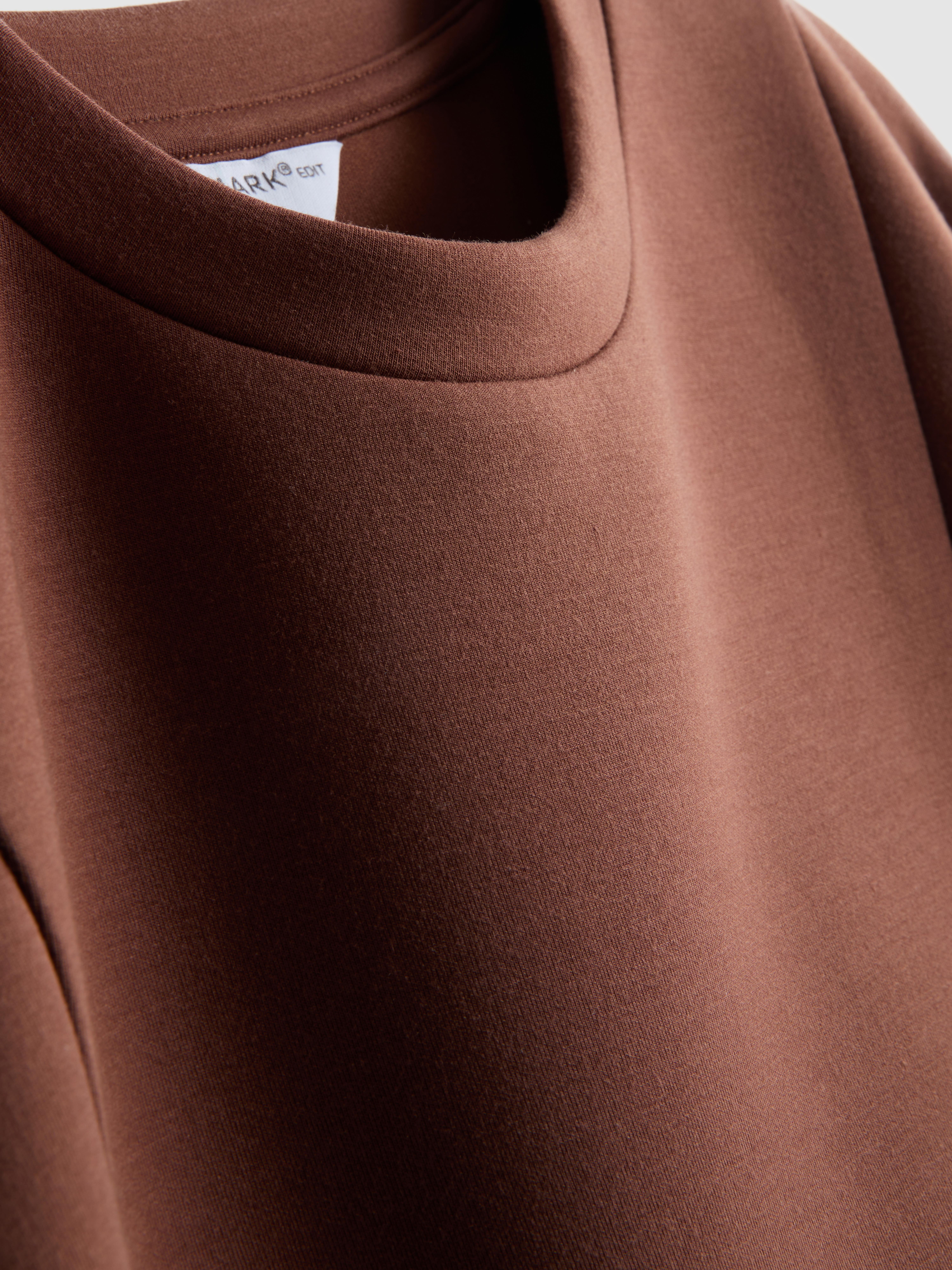 Women's Brown The Edit Scuba Seam-Detail Tee