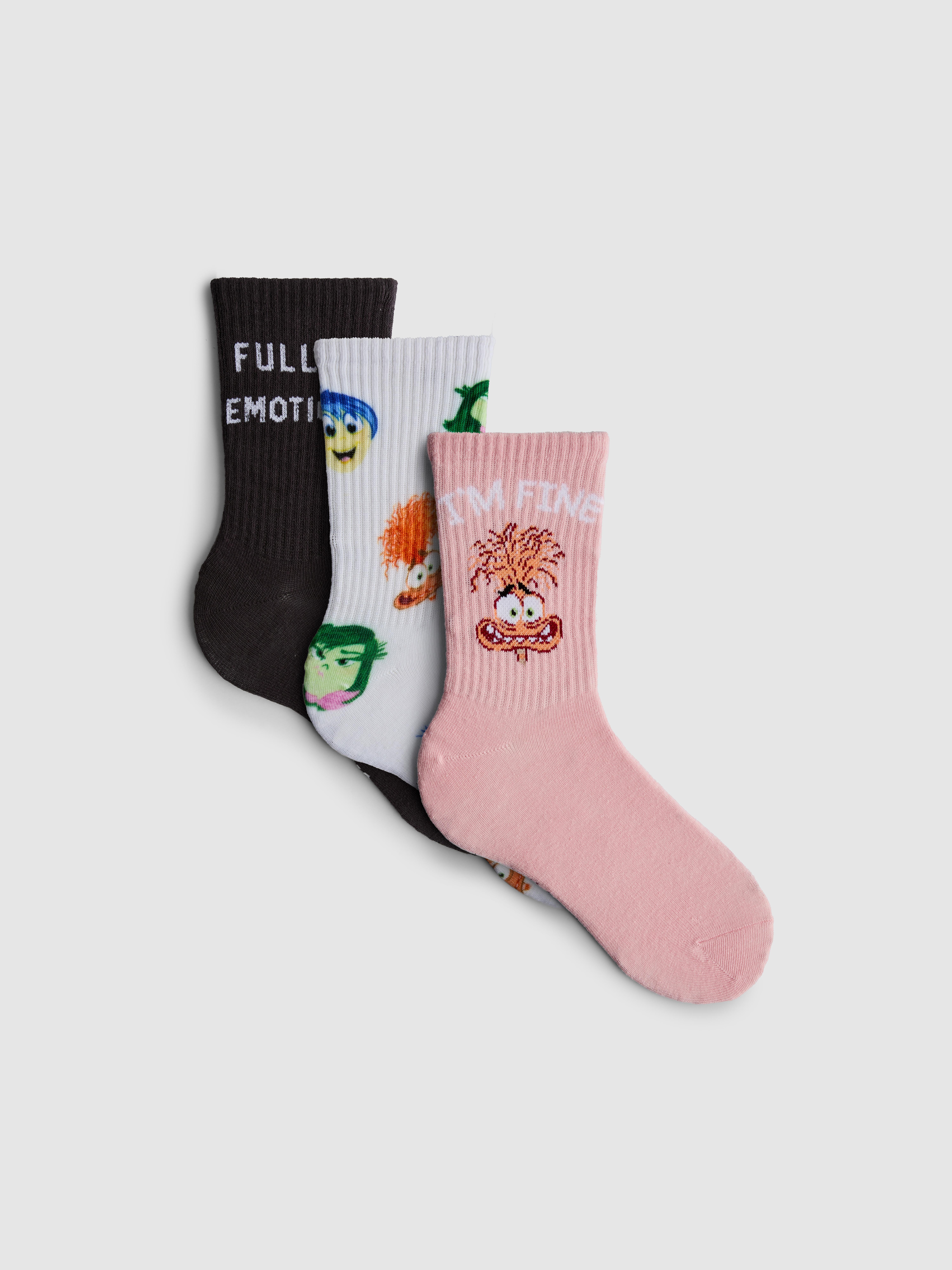 „Disney Pixar Alles steht Kopf 2“ Crew-Socken, 3er-Pack