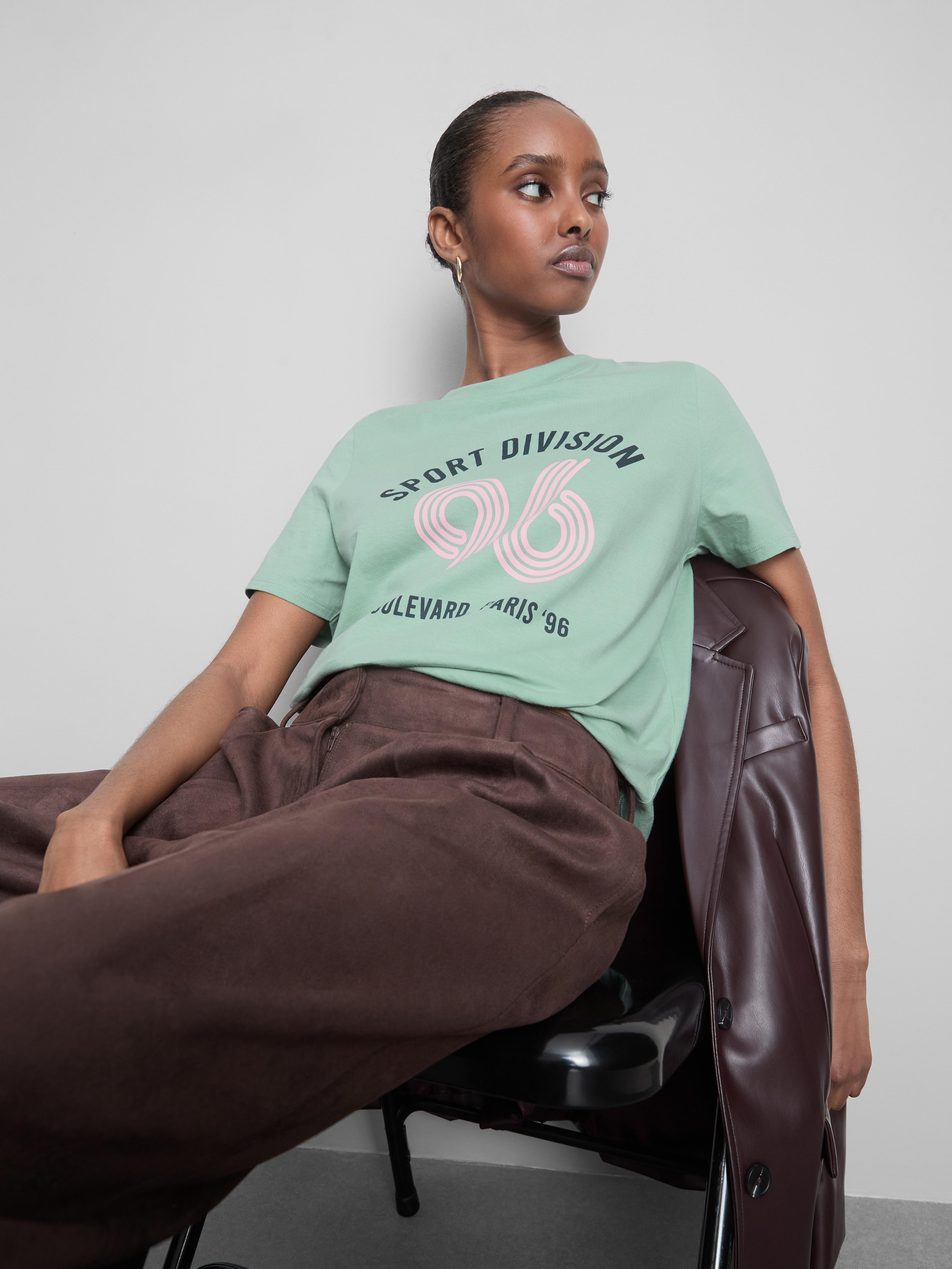 VILA T-shirt basique - green milieu/vert chiné