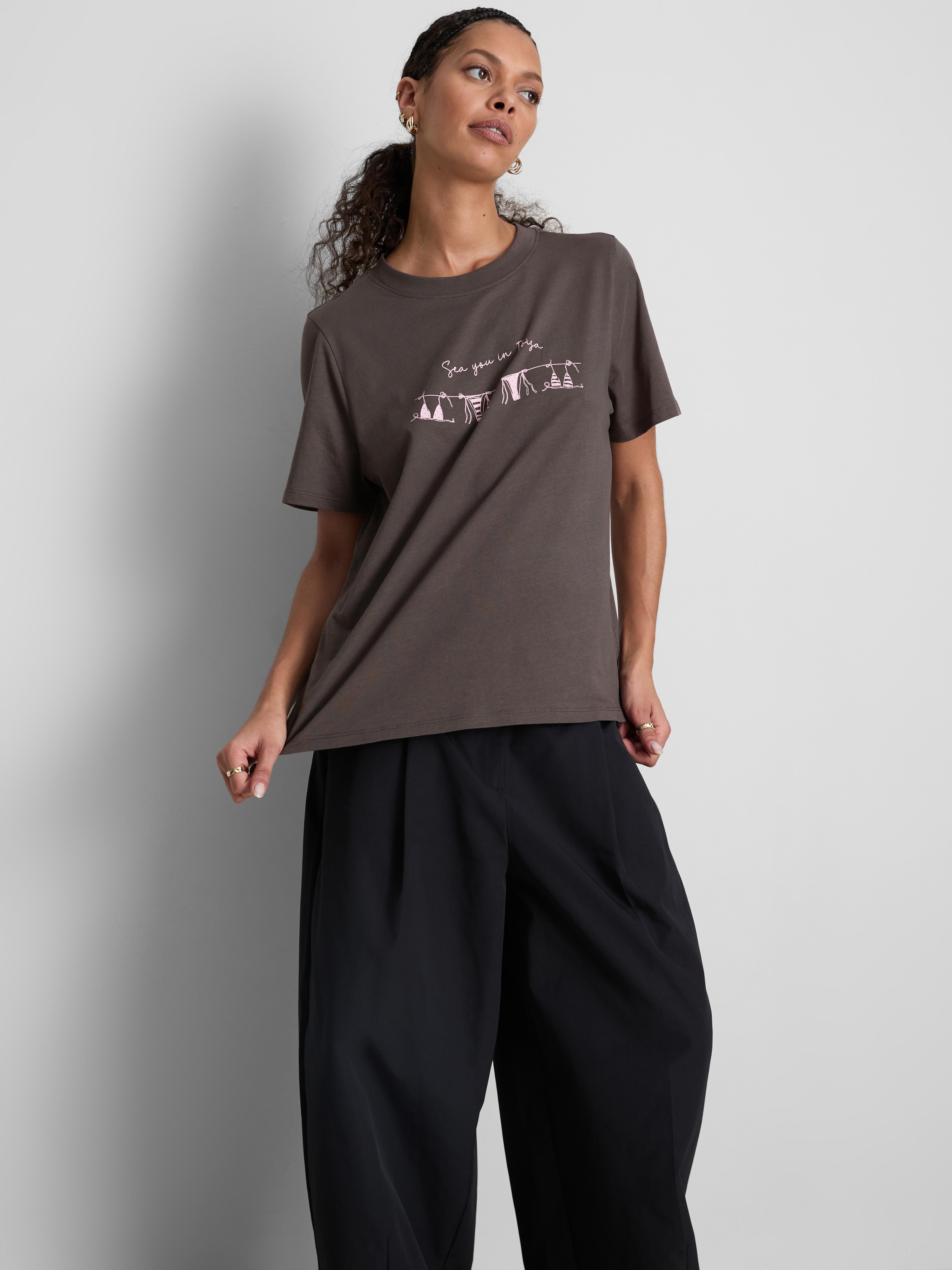 Bawełniany T-shirt z krótkim rękawem i nadrukiem