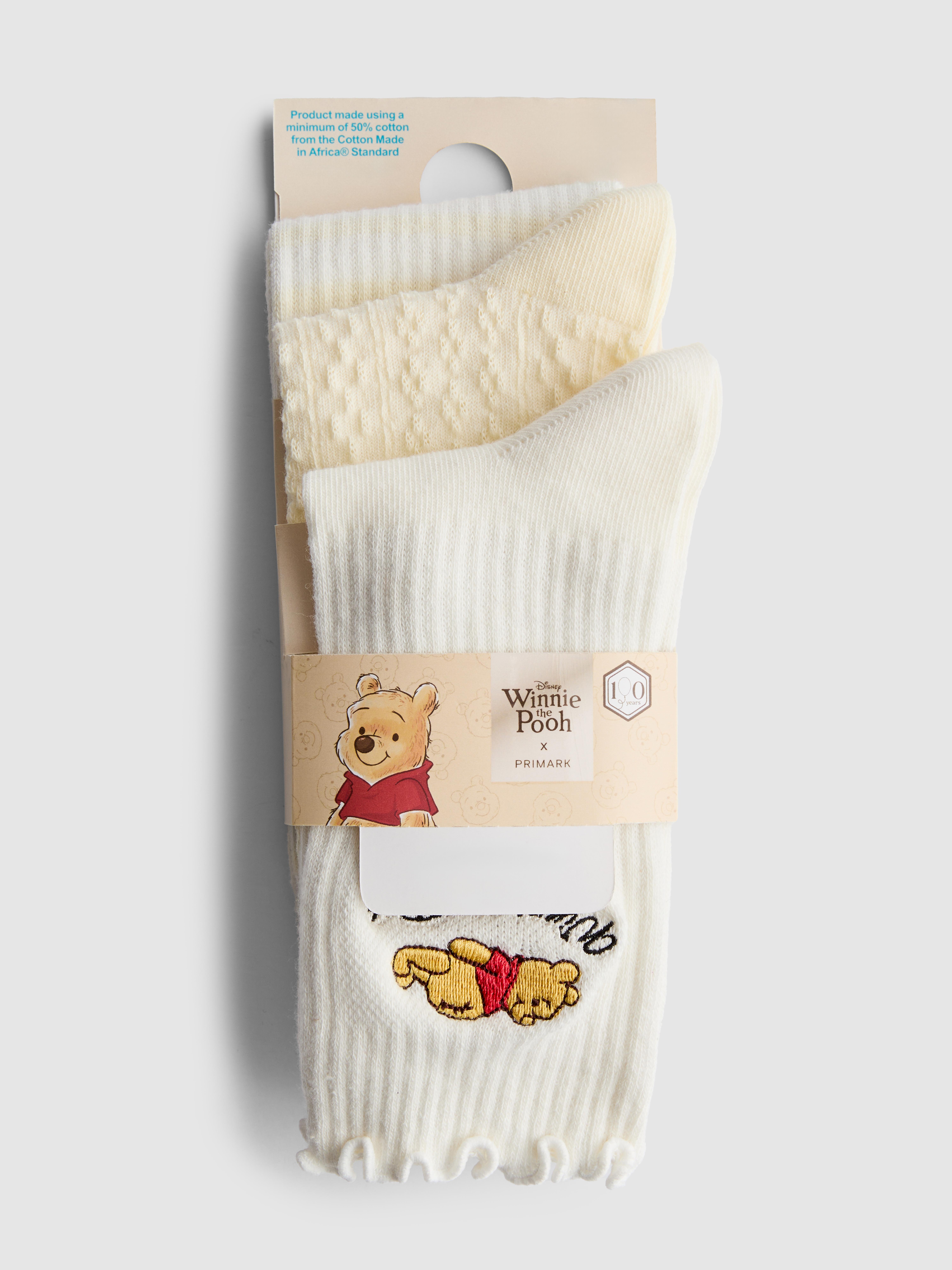Women's Light Yellow 3pk Disney’s Winnie The Pooh Textured Crew Socks