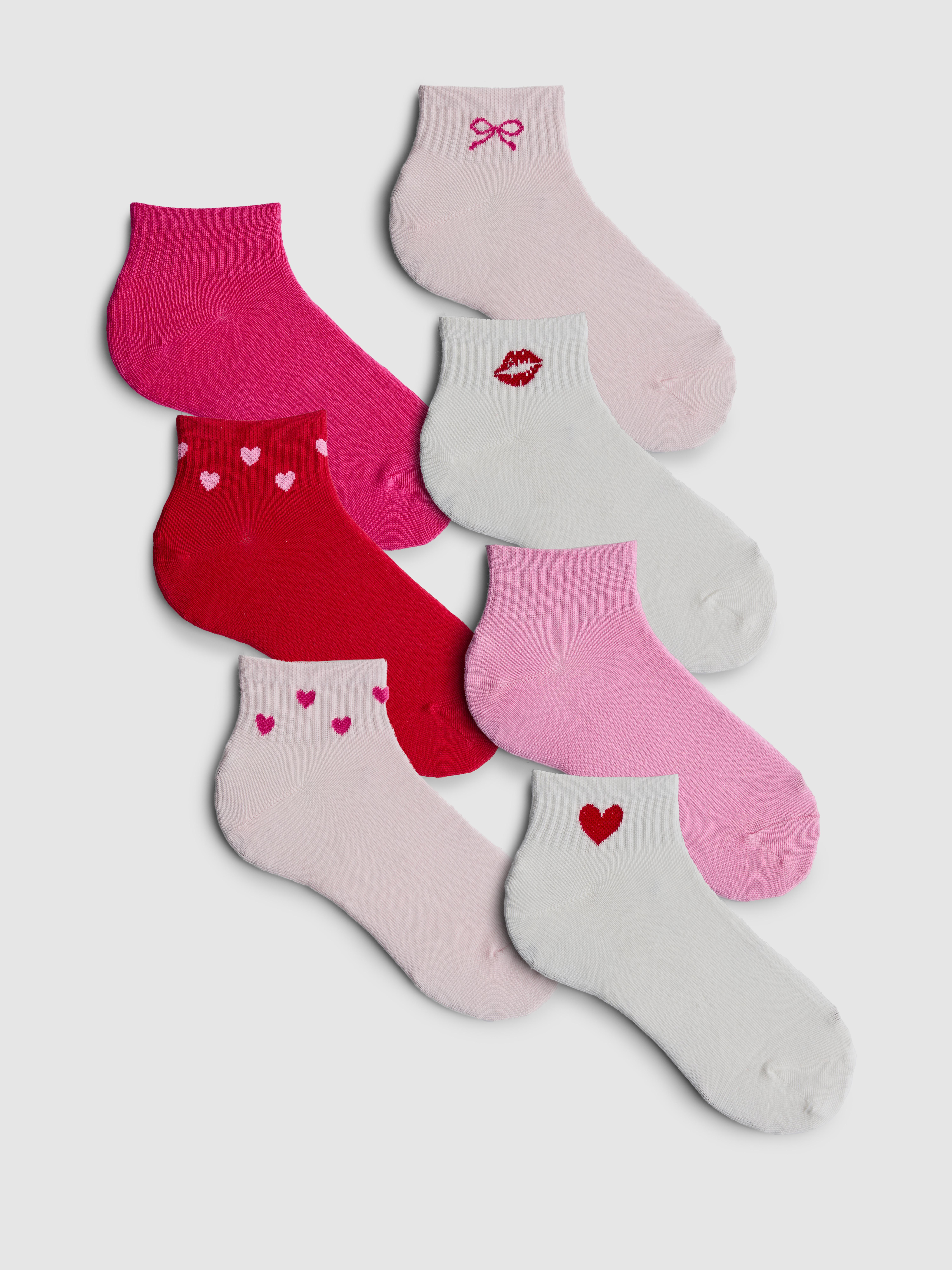 Valentinstags-Socken mit Muster, 7er-Pack