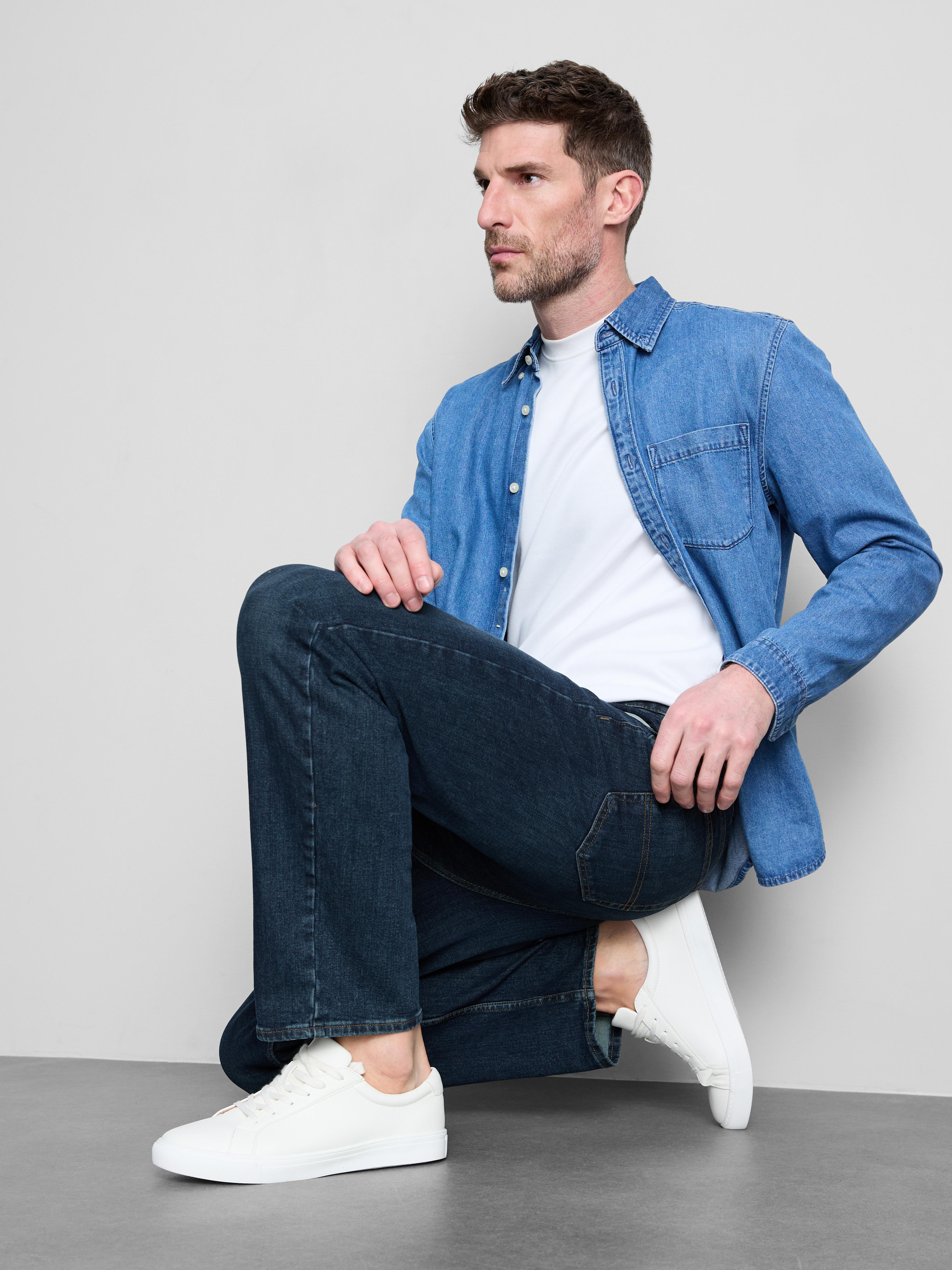 Mid-Rise Straight Leg Jeans