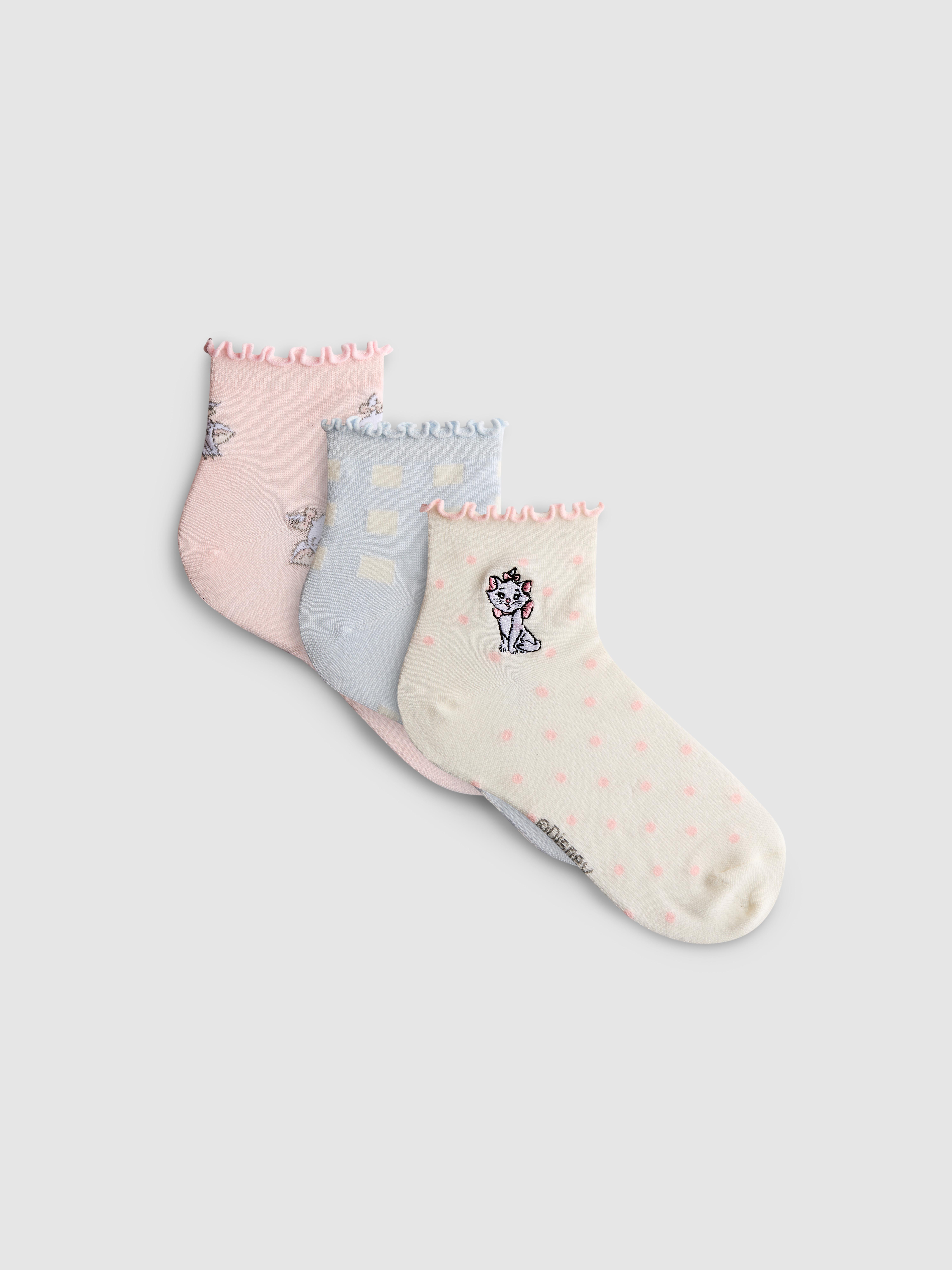 3pk Disney’s The Aristocats Marie Quarter Crew Socks