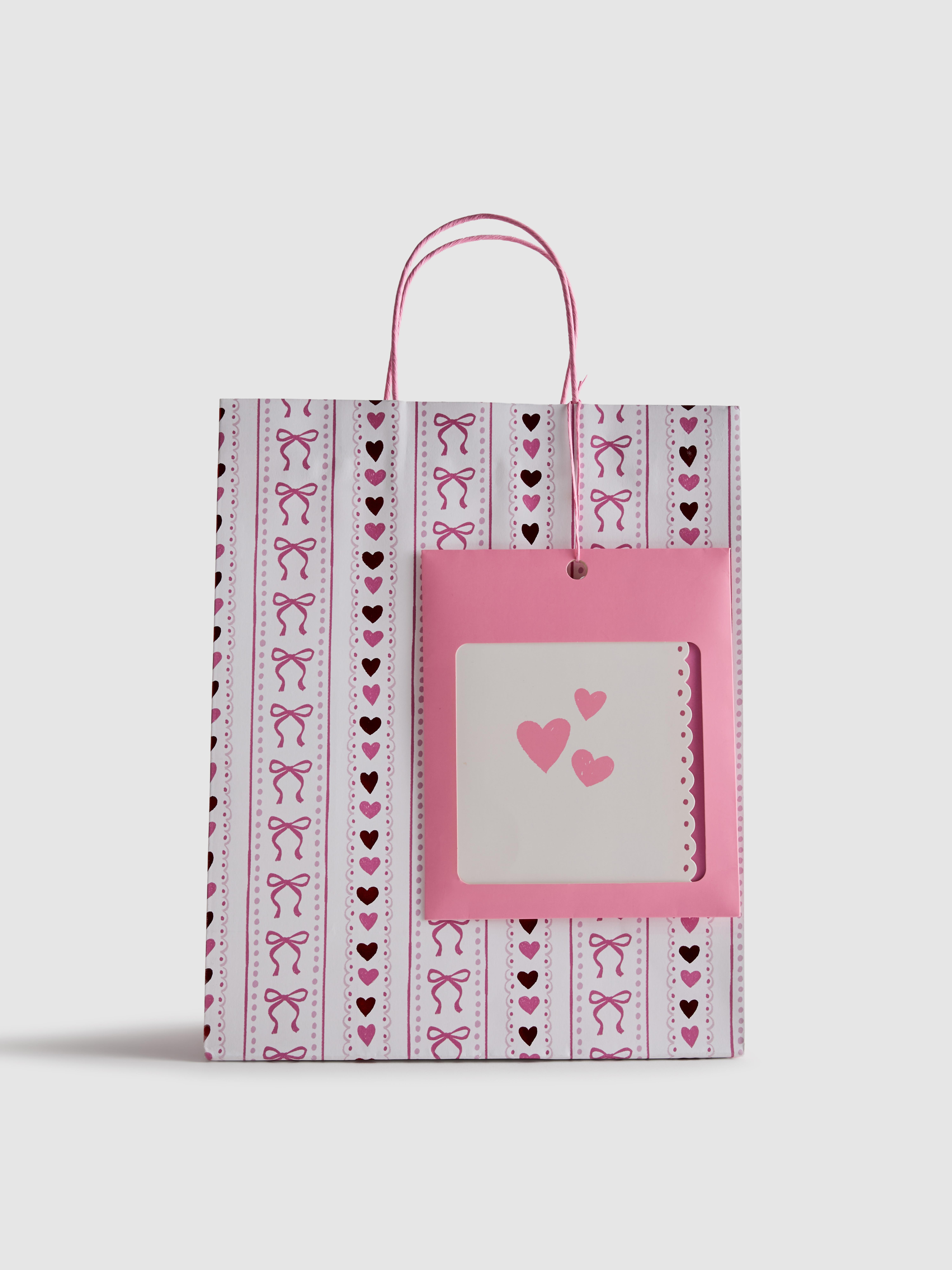 Geschenktas met hartjes en strikjes, 3-delig