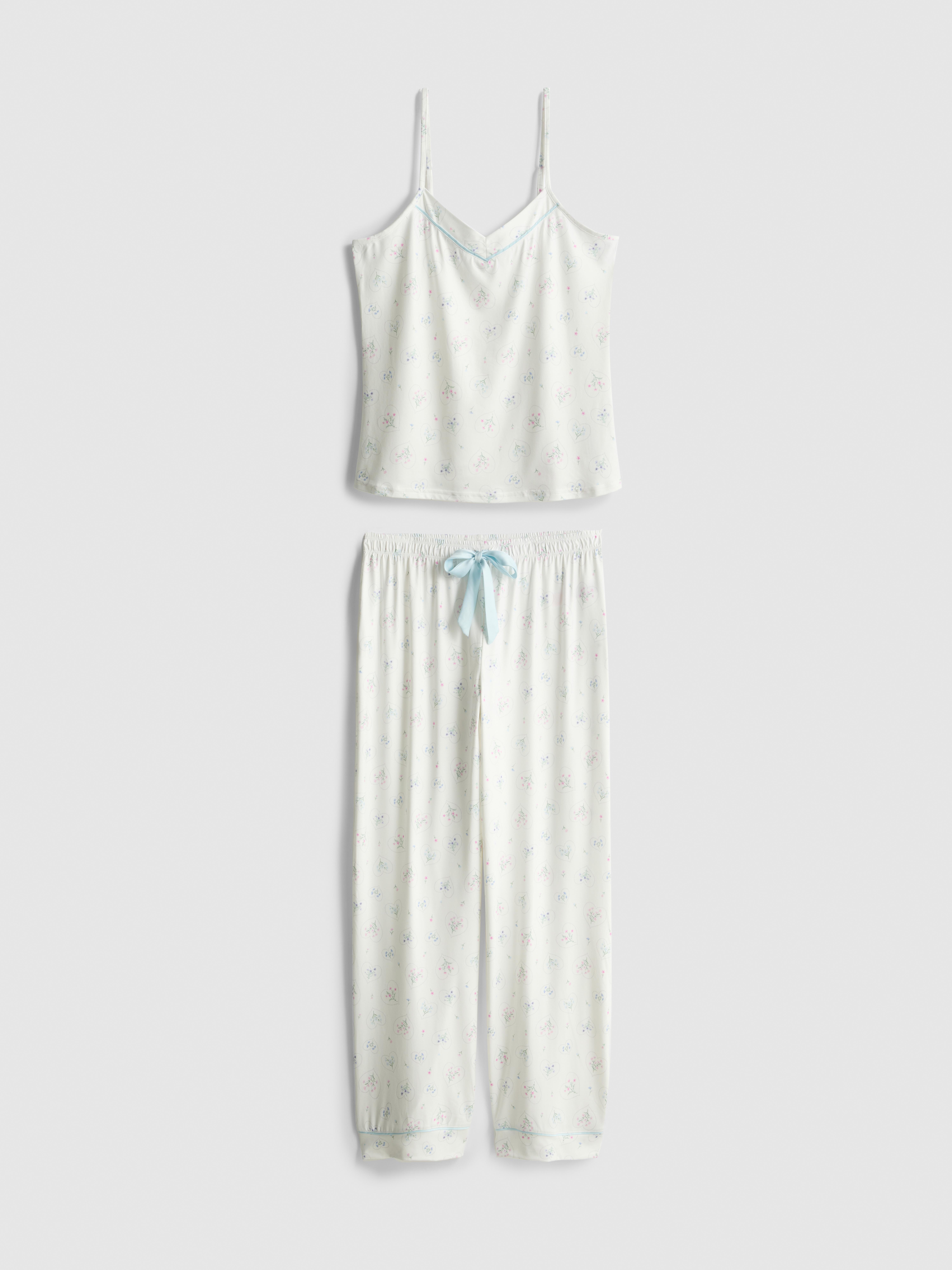 Printed Satin Bow Cami Pajamas