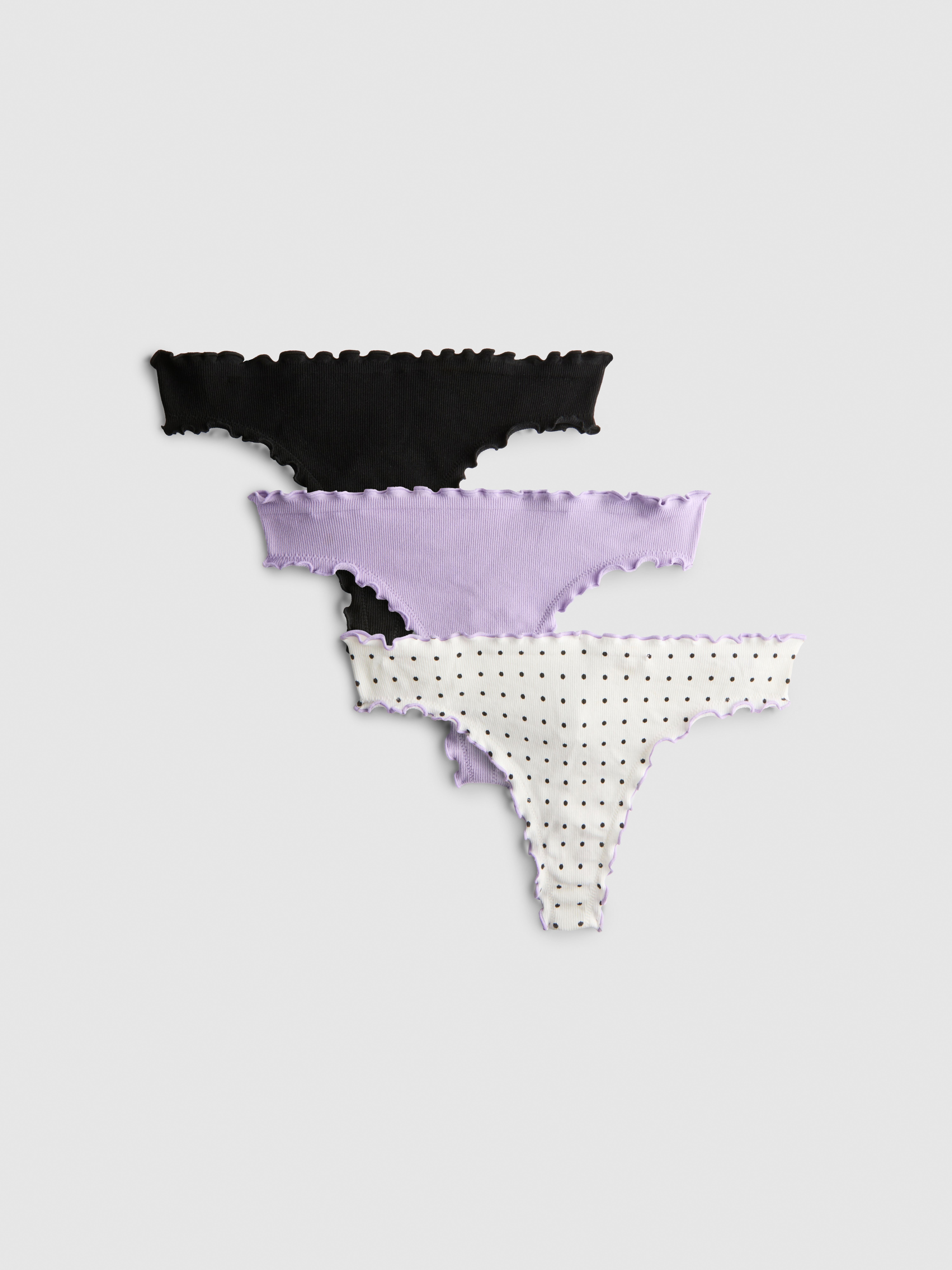 3pk Seamless Ruffle Thongs Lilac