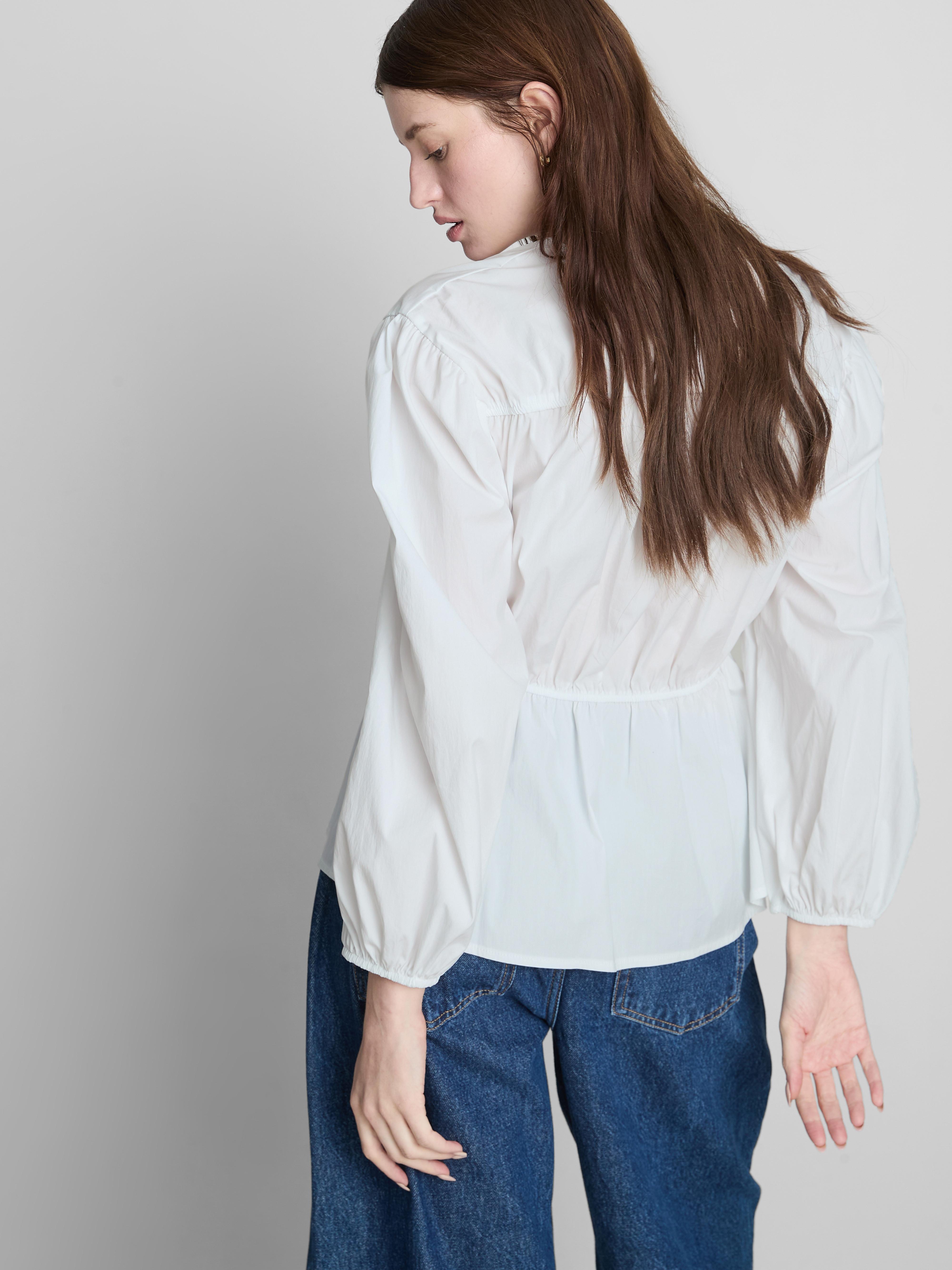 The Edit Tie Front Cotton-Blend Blouse