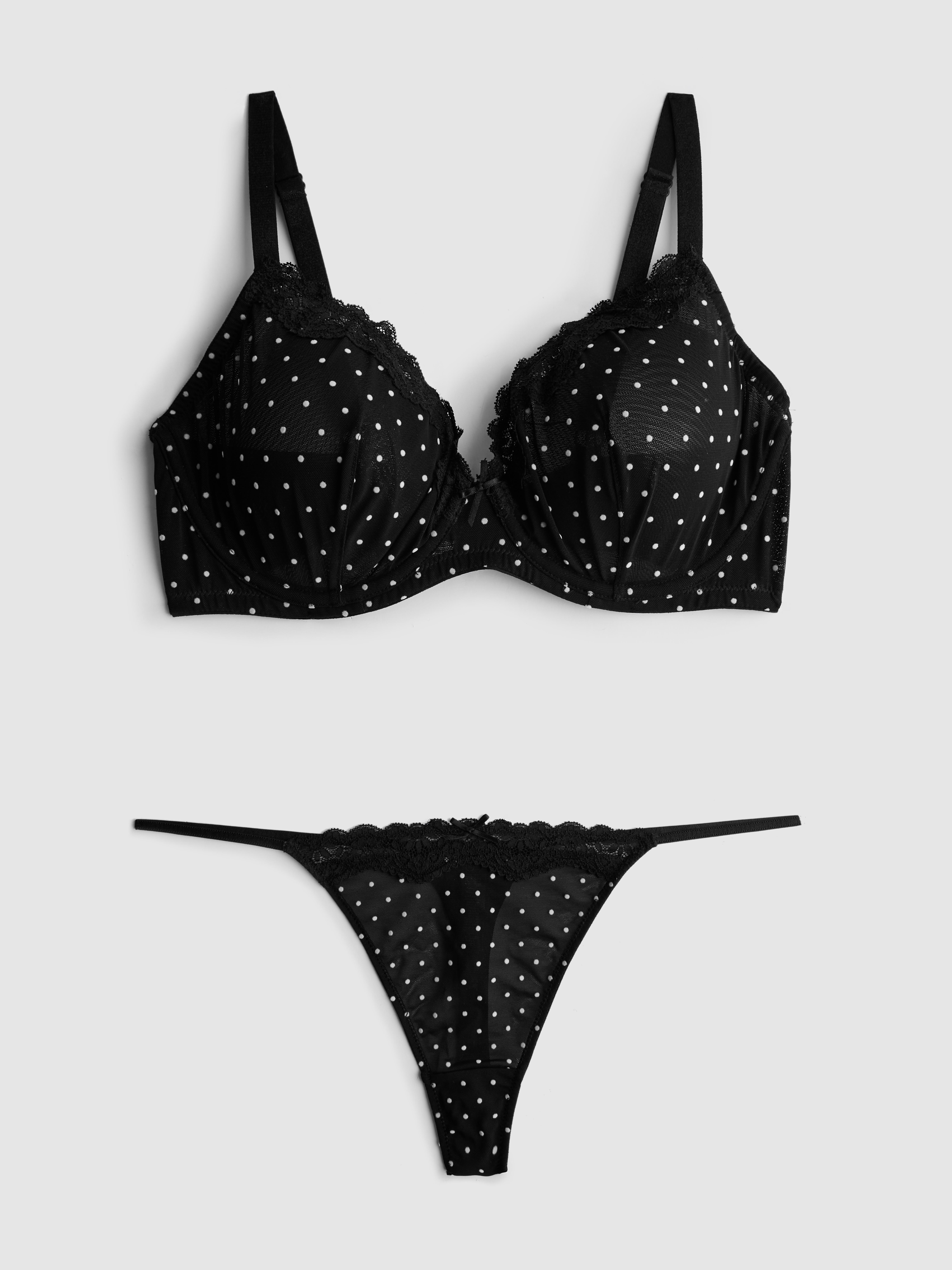 Polka Dot Mesh Underwear Set