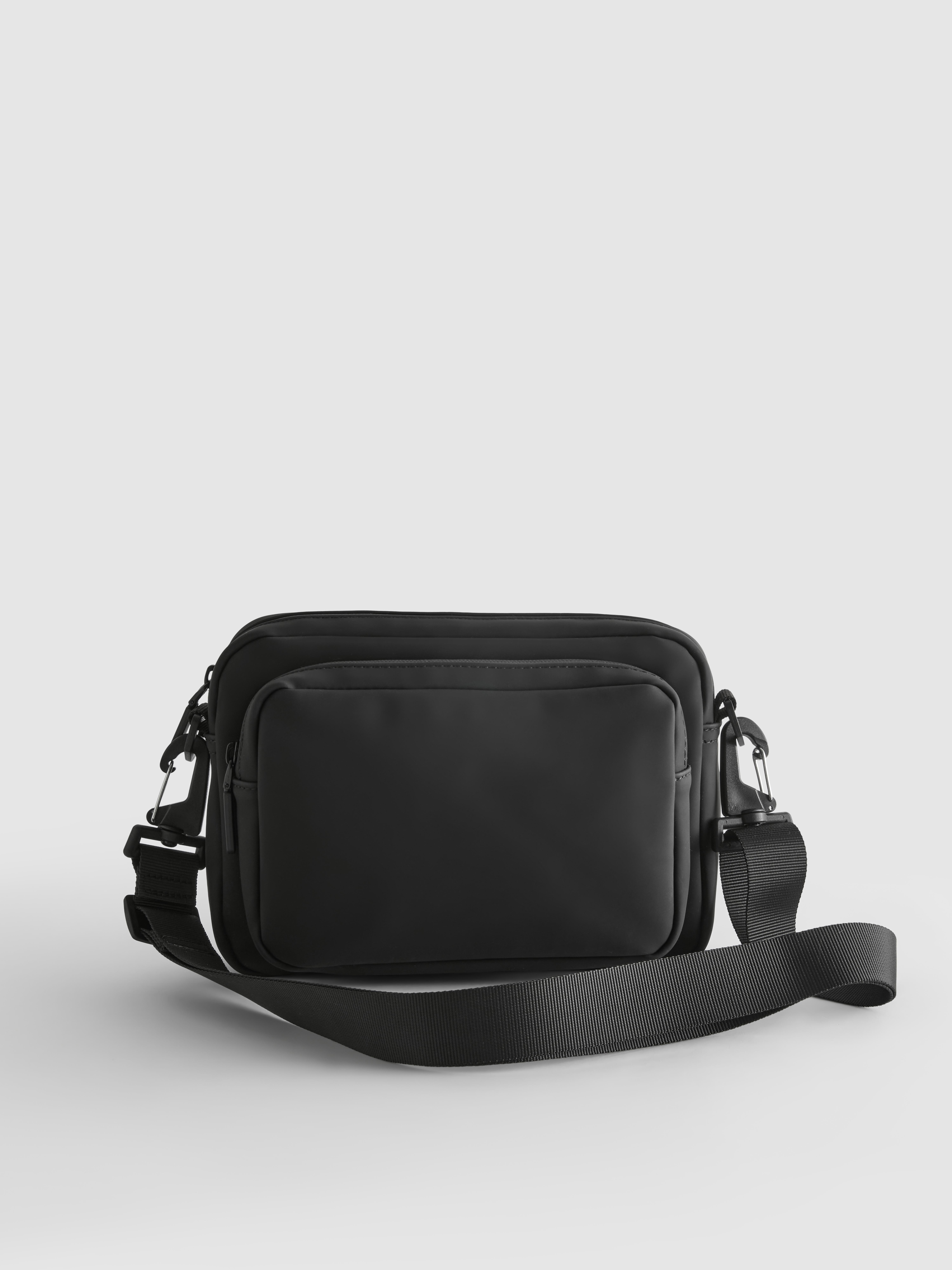 Men's Black Zip-Up Crossbody Purse