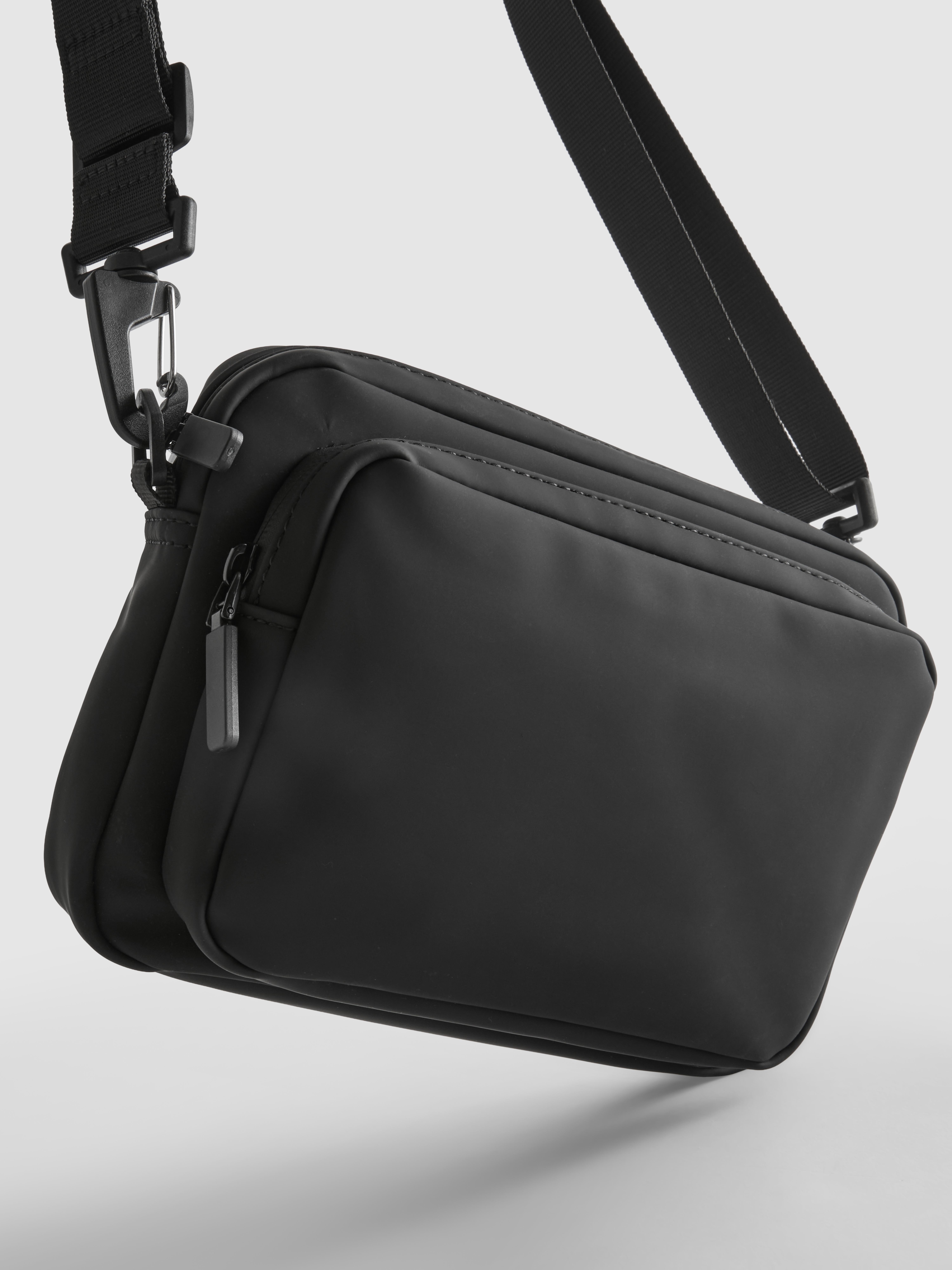 Men's Black Zip-Up Crossbody Purse