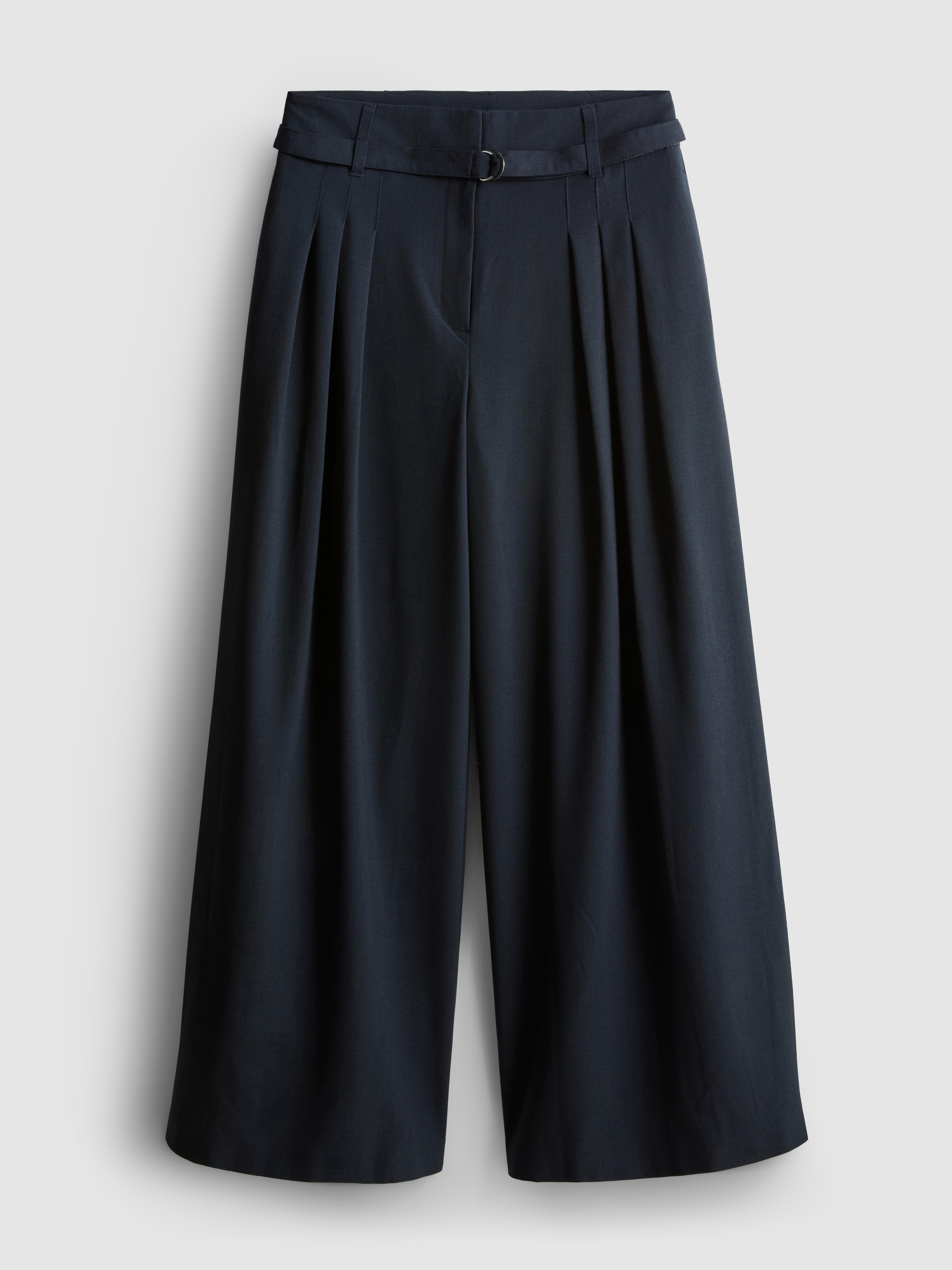 The Edit Wide Leg Pleated Trousers