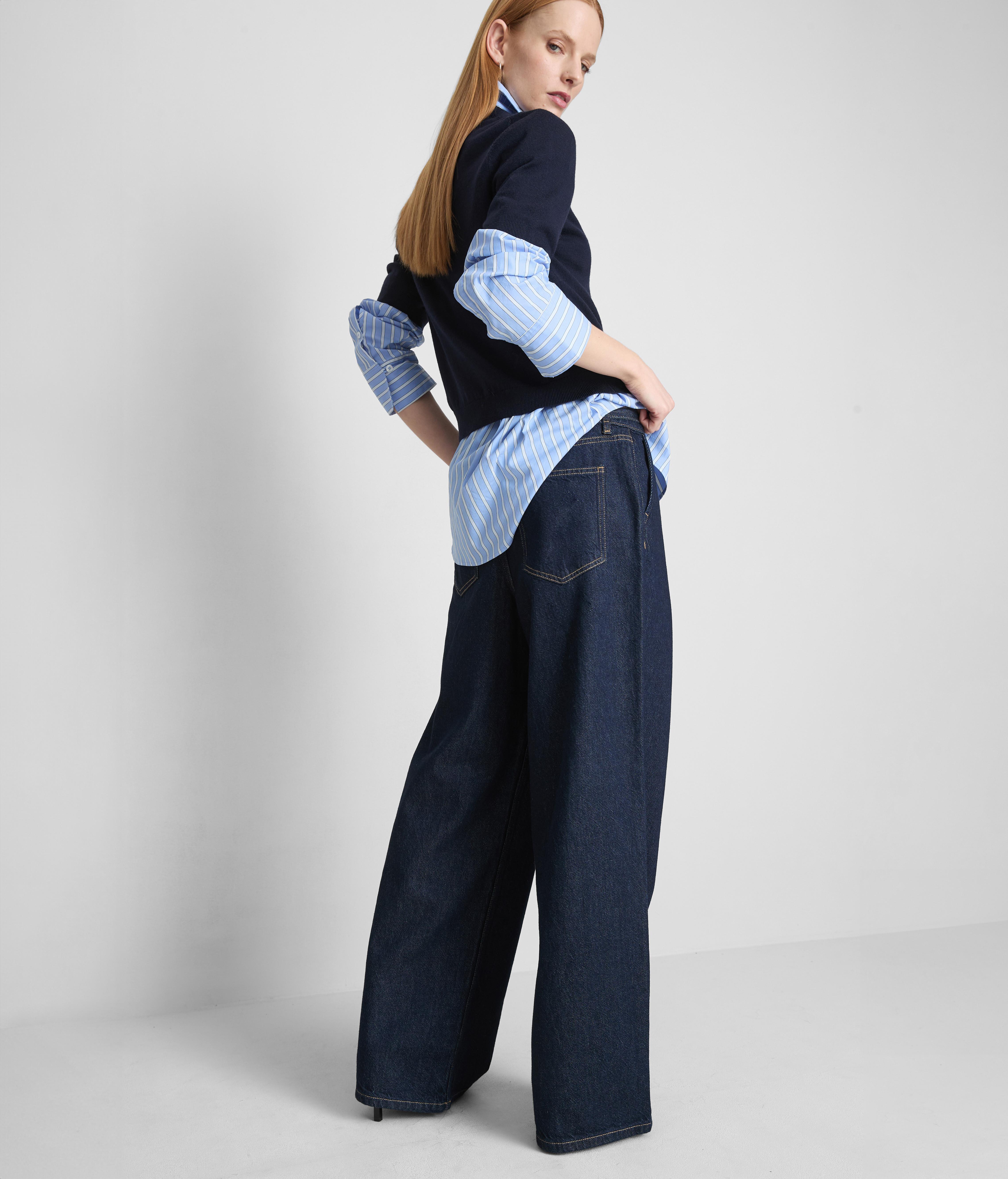 Blugi largi din denim cu curea The Edit