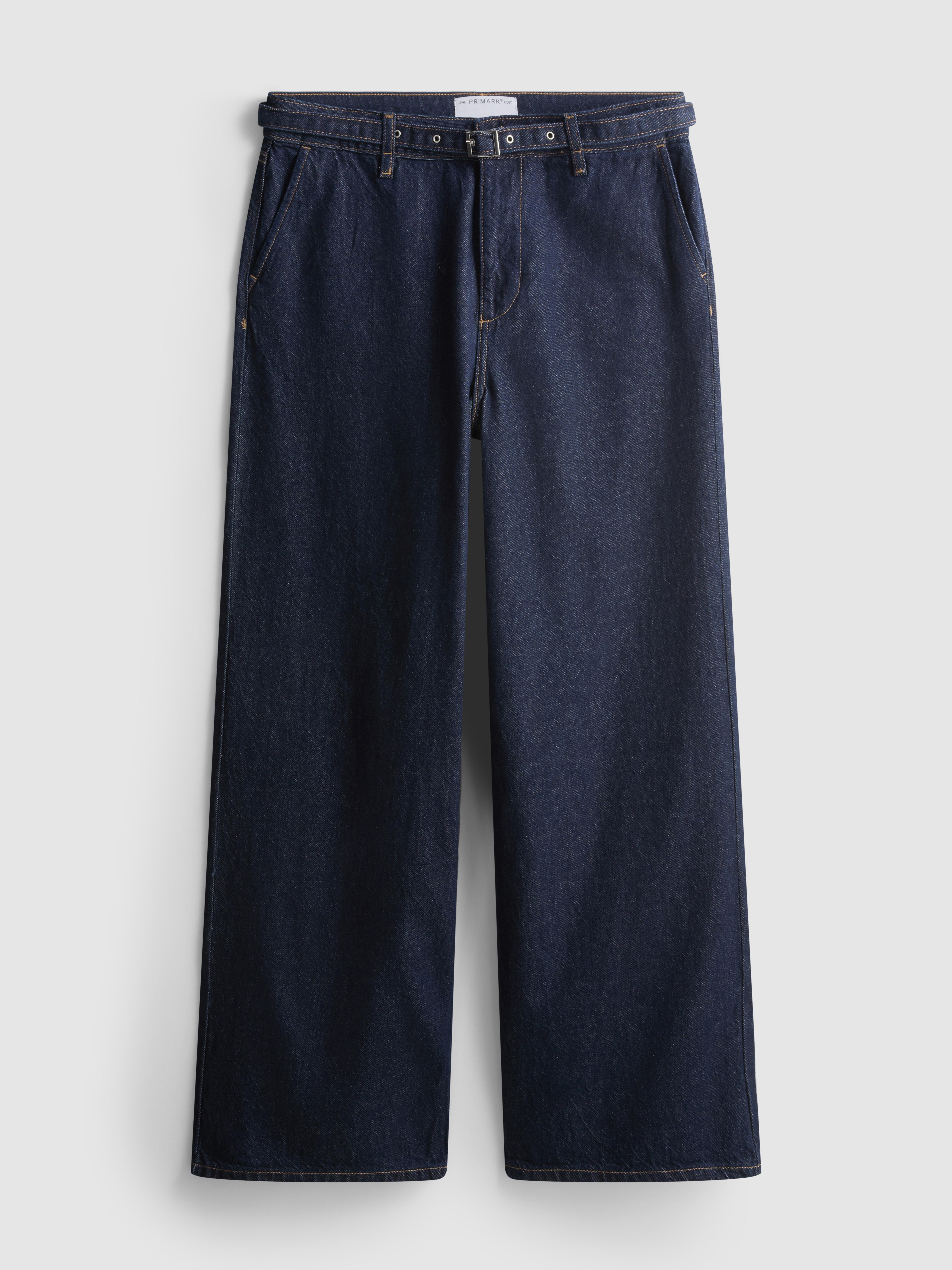 Blugi largi din denim cu curea The Edit