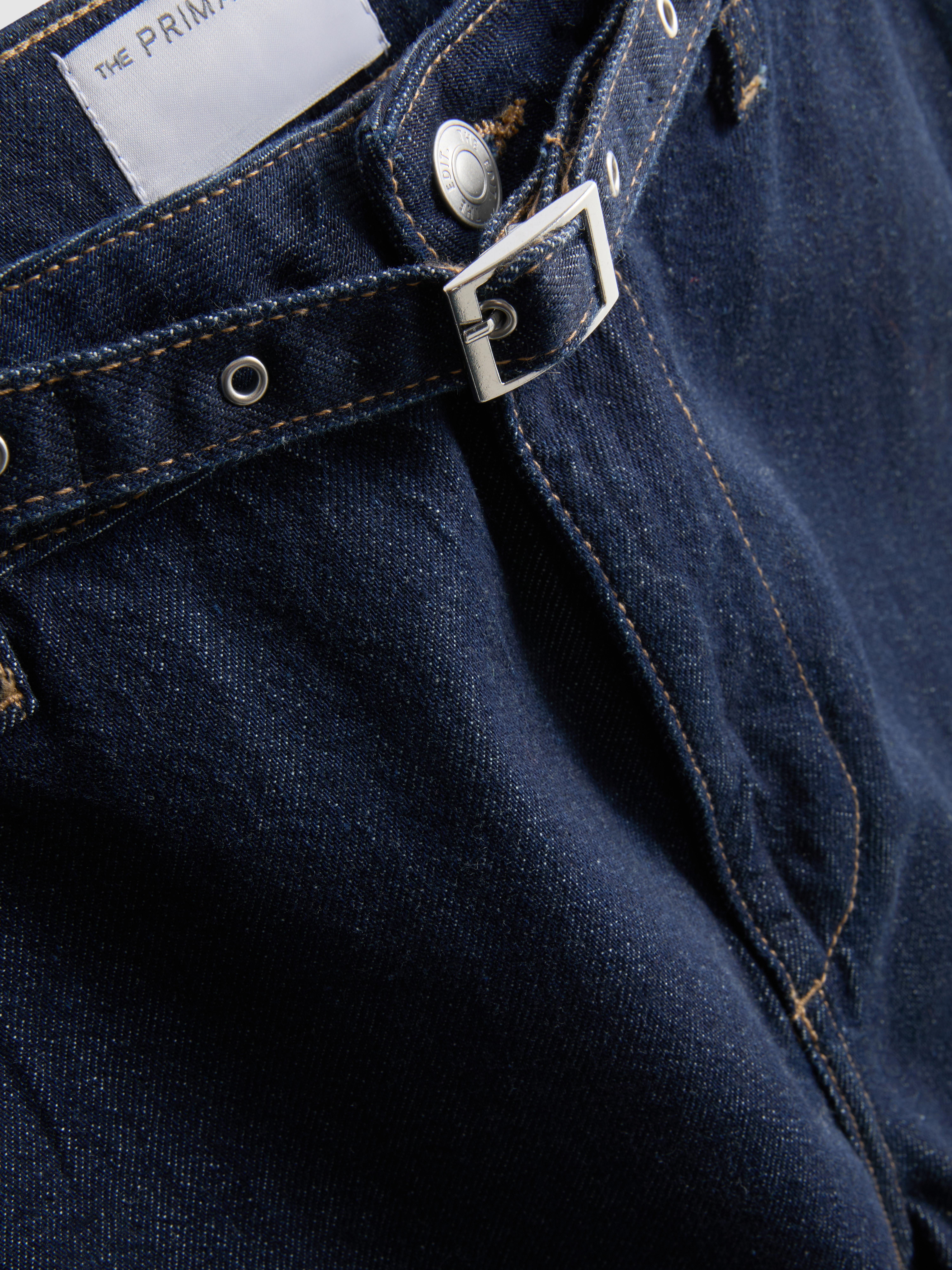 Blugi largi din denim cu curea The Edit