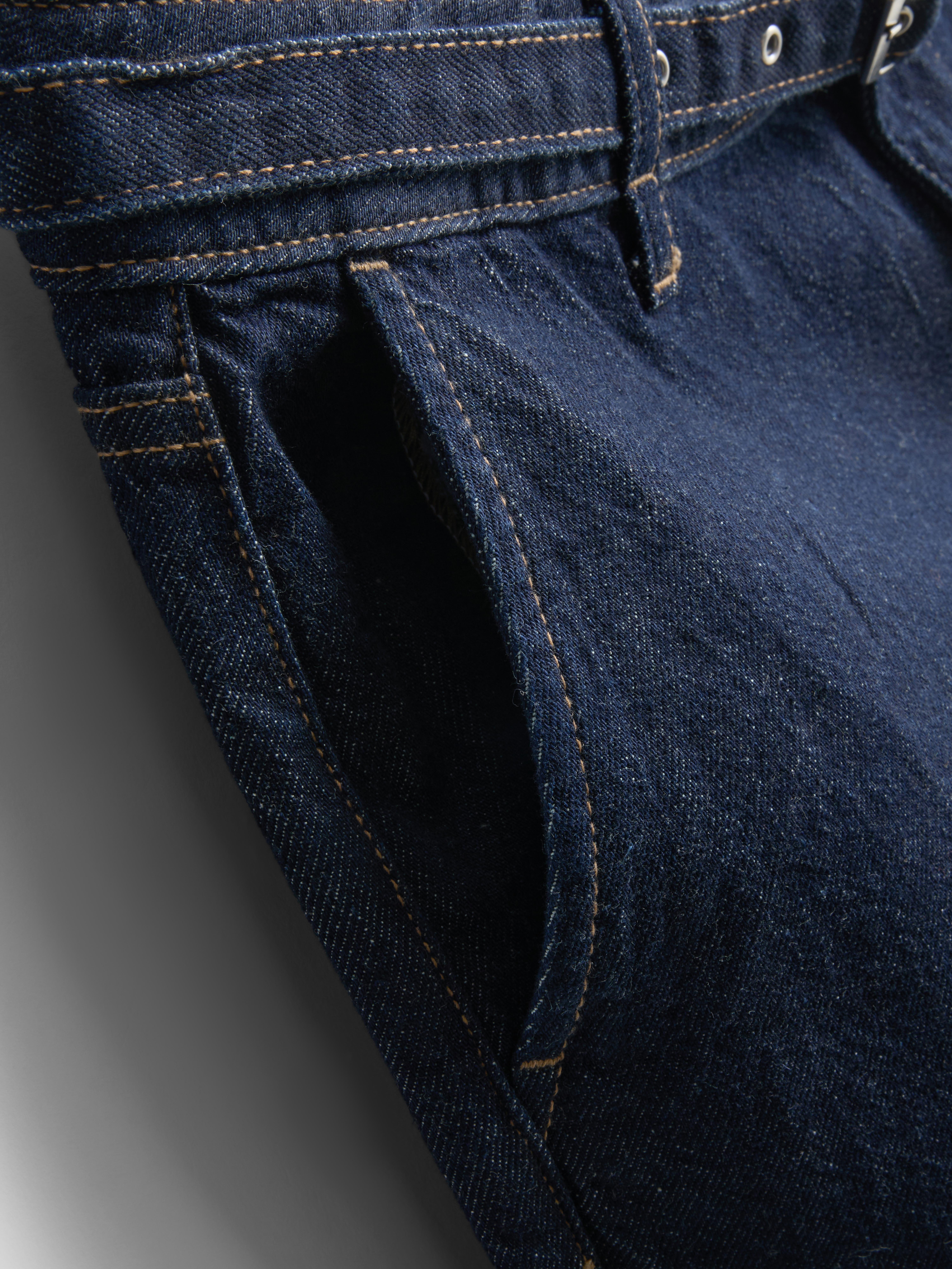 Blugi largi din denim cu curea The Edit