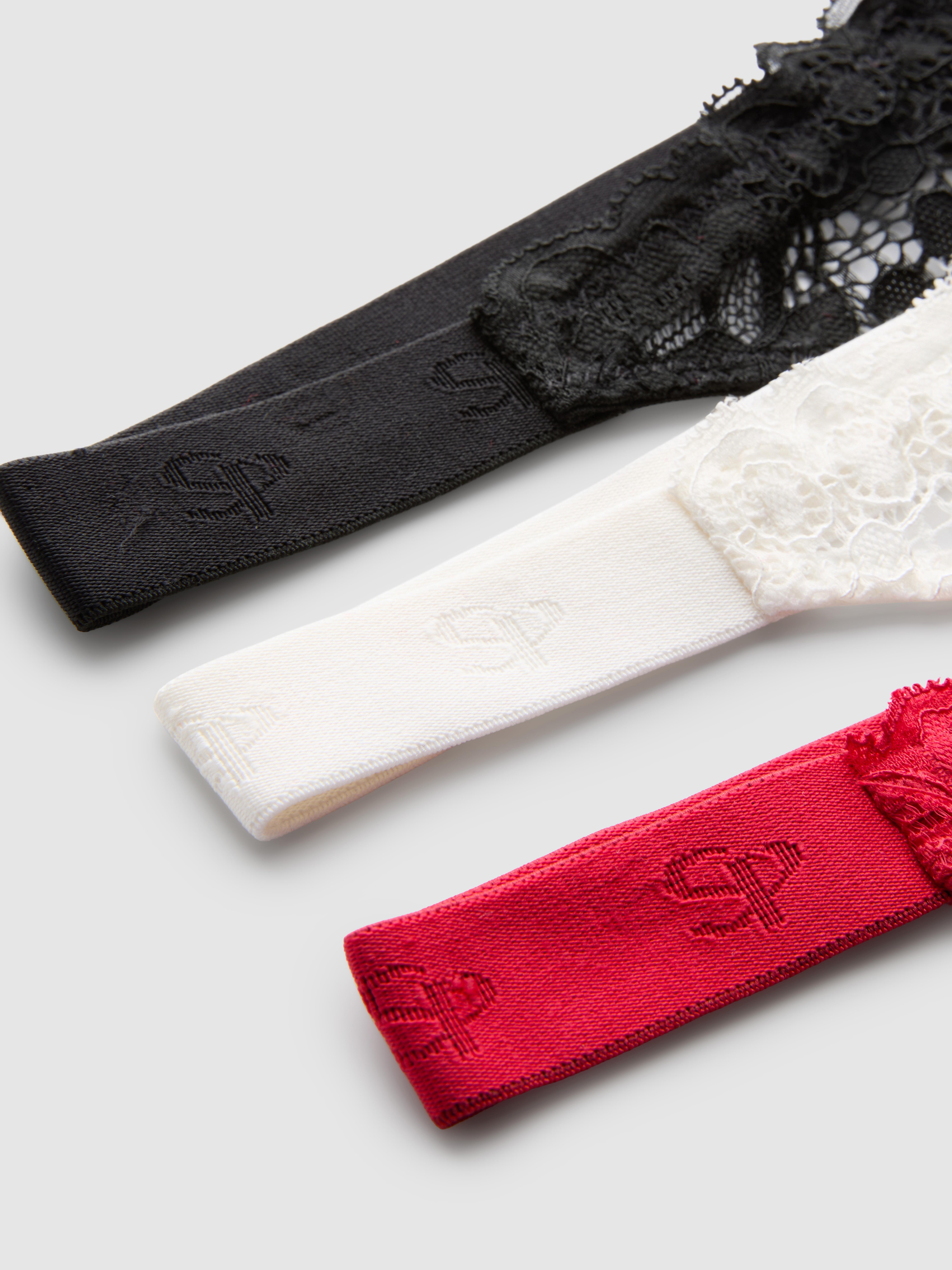 Pack de 3 tangas de encaje de talle alto