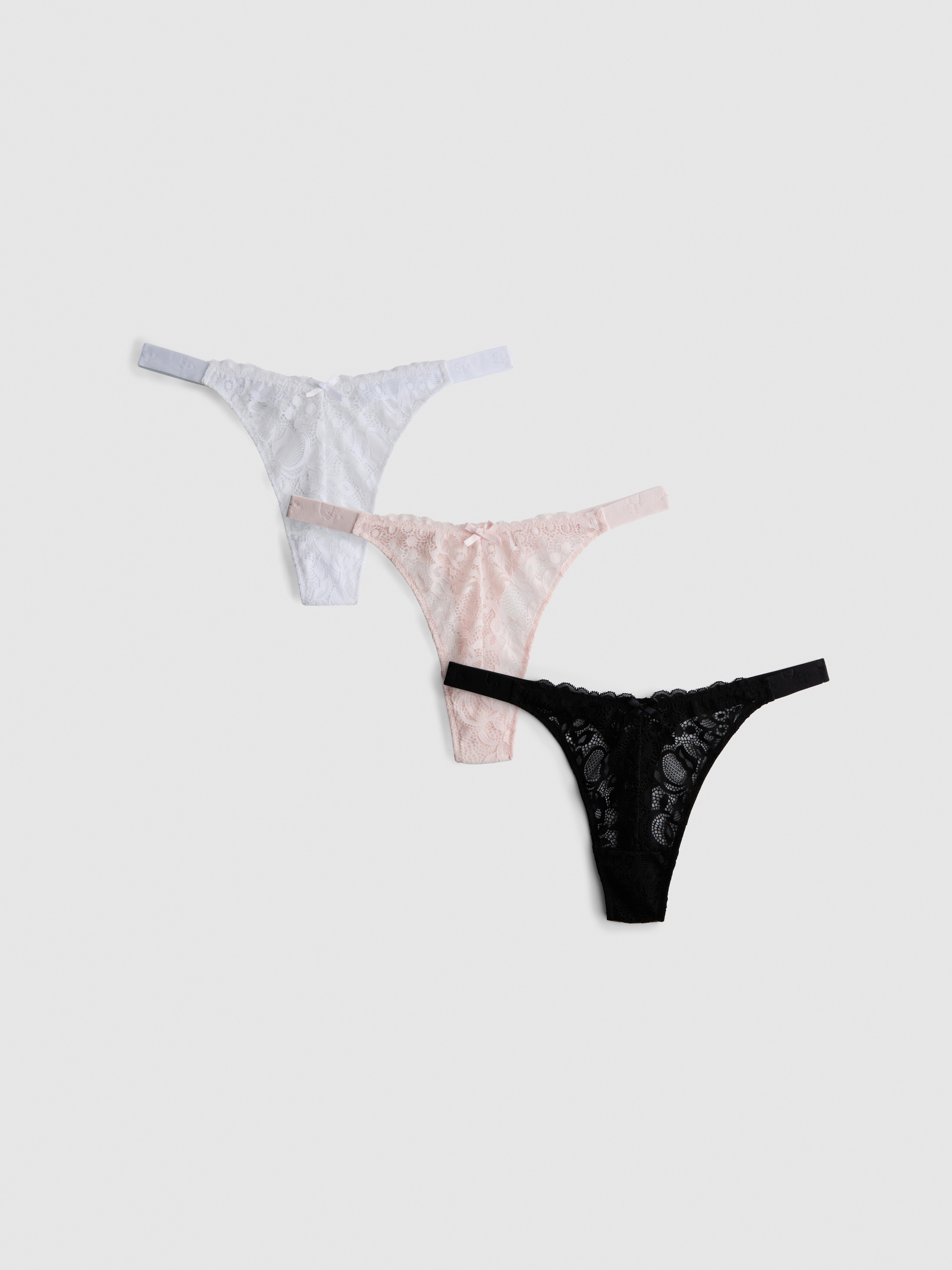 Lot de 3 strings taille haute en dentelle