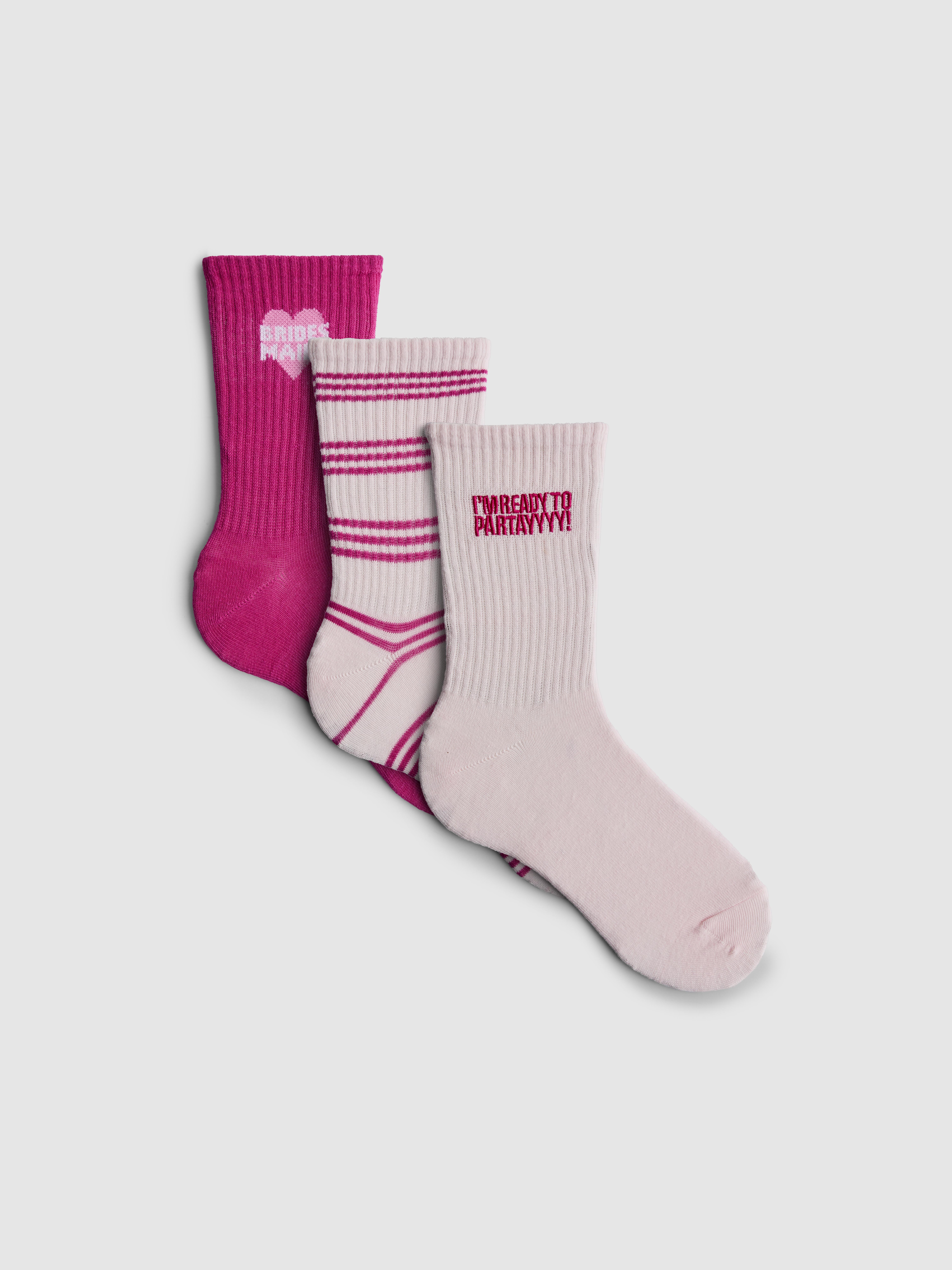 3pk Bridesmaids Crew Socks