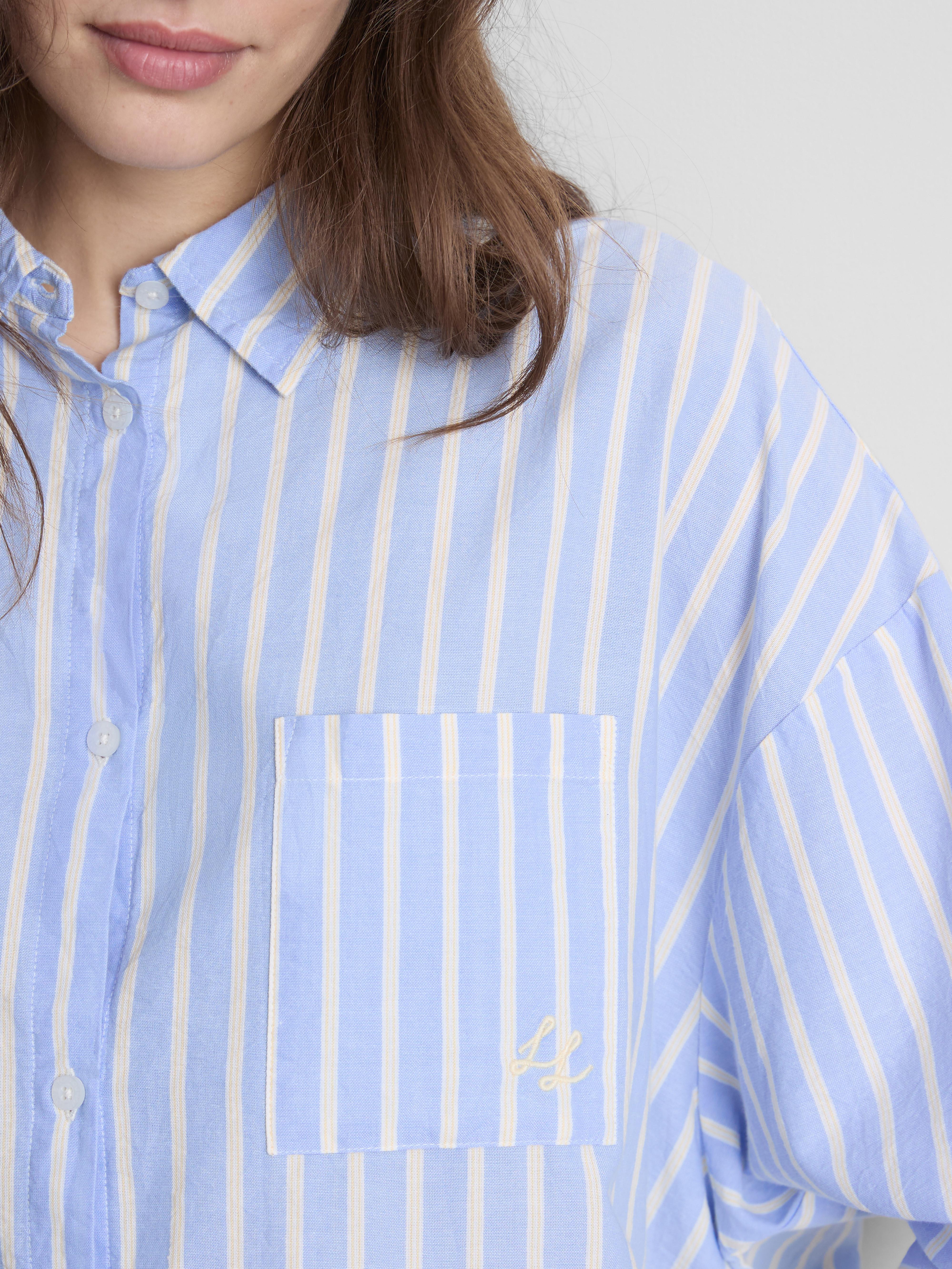 Cotton Striped Oxford Pyjama Shirt
