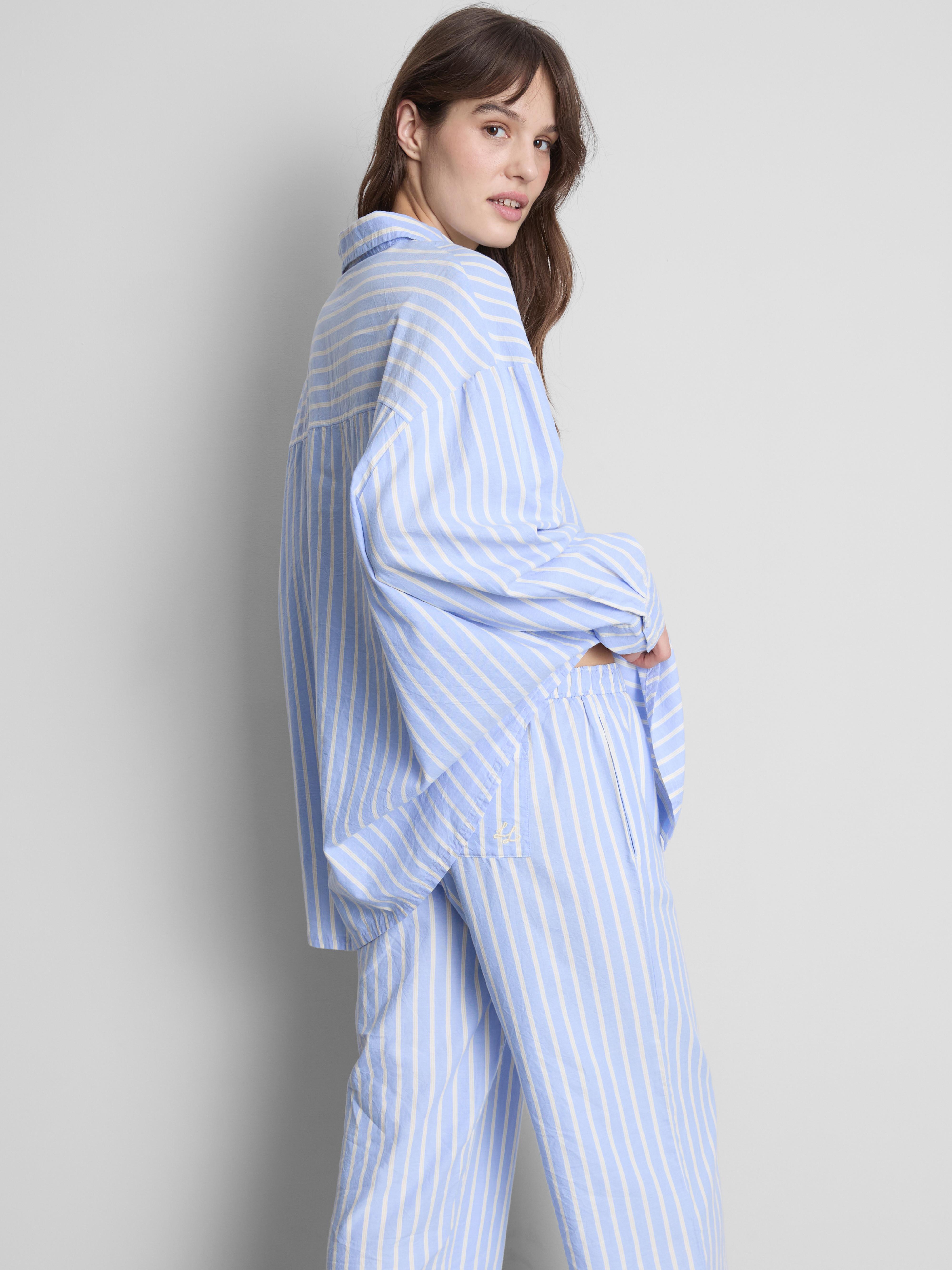 Cotton Striped Oxford Pyjama Shirt