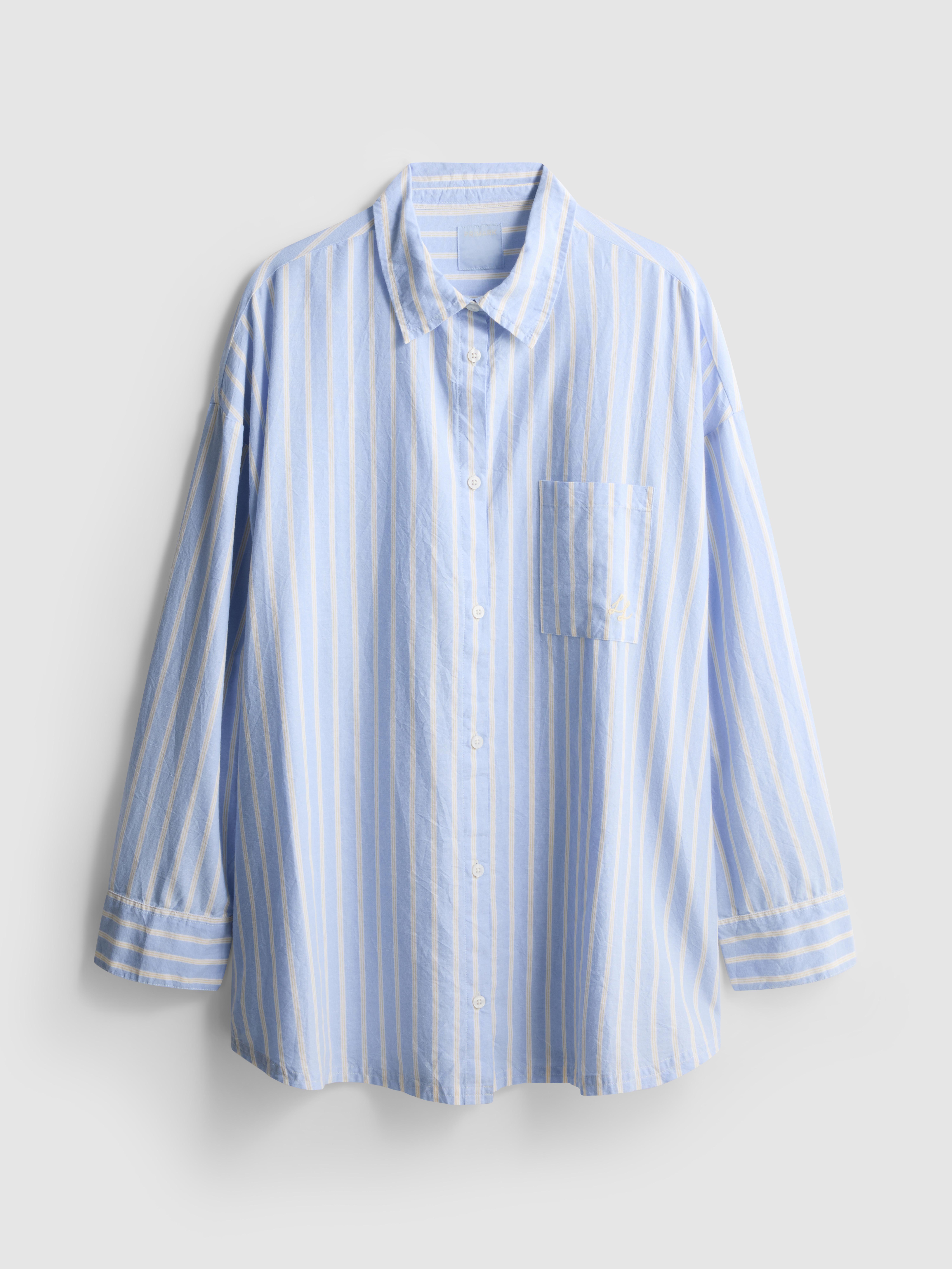 Cotton Striped Oxford Pyjama Shirt