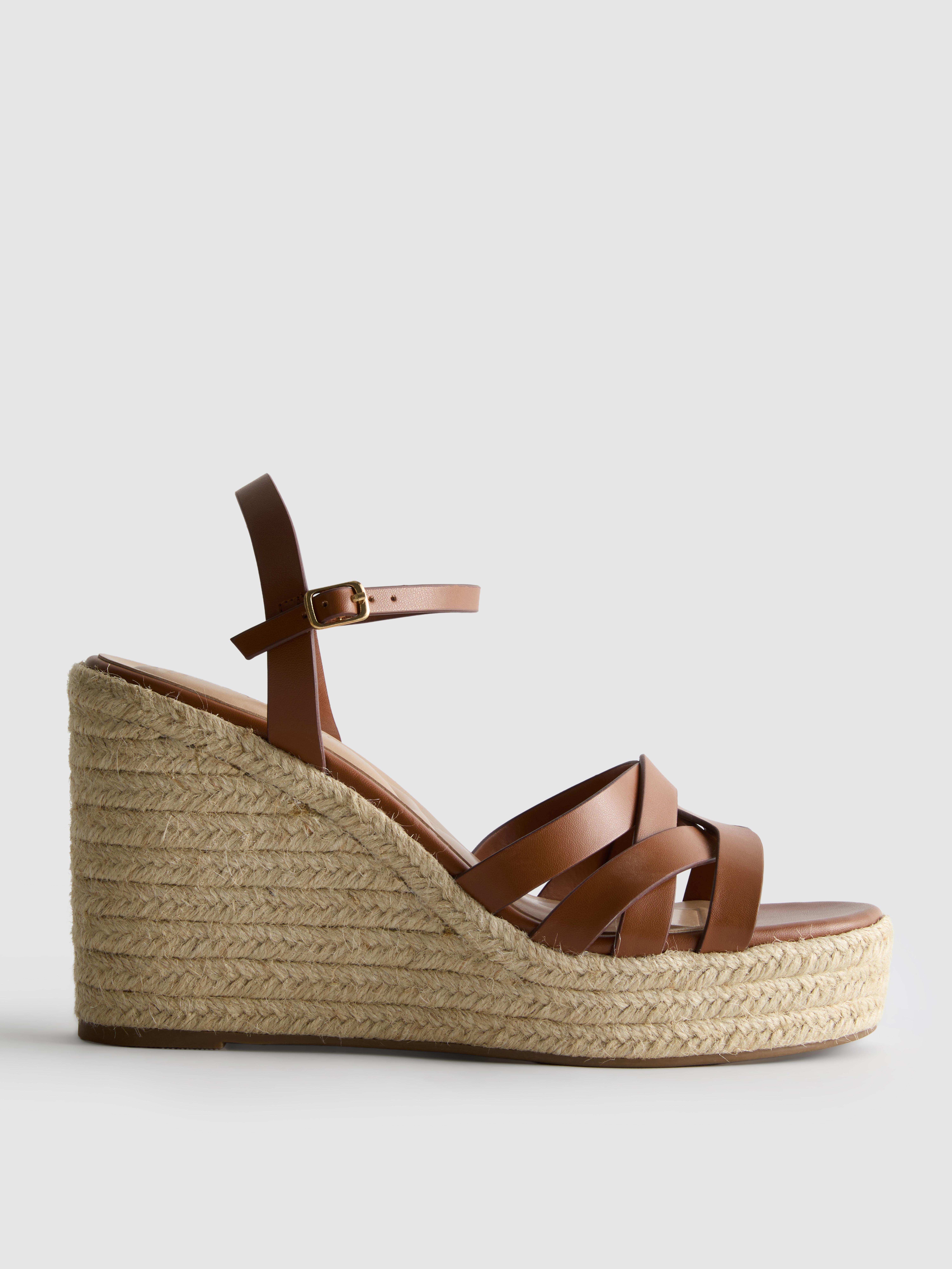Women's Tan Espadrille Wedge Sandals