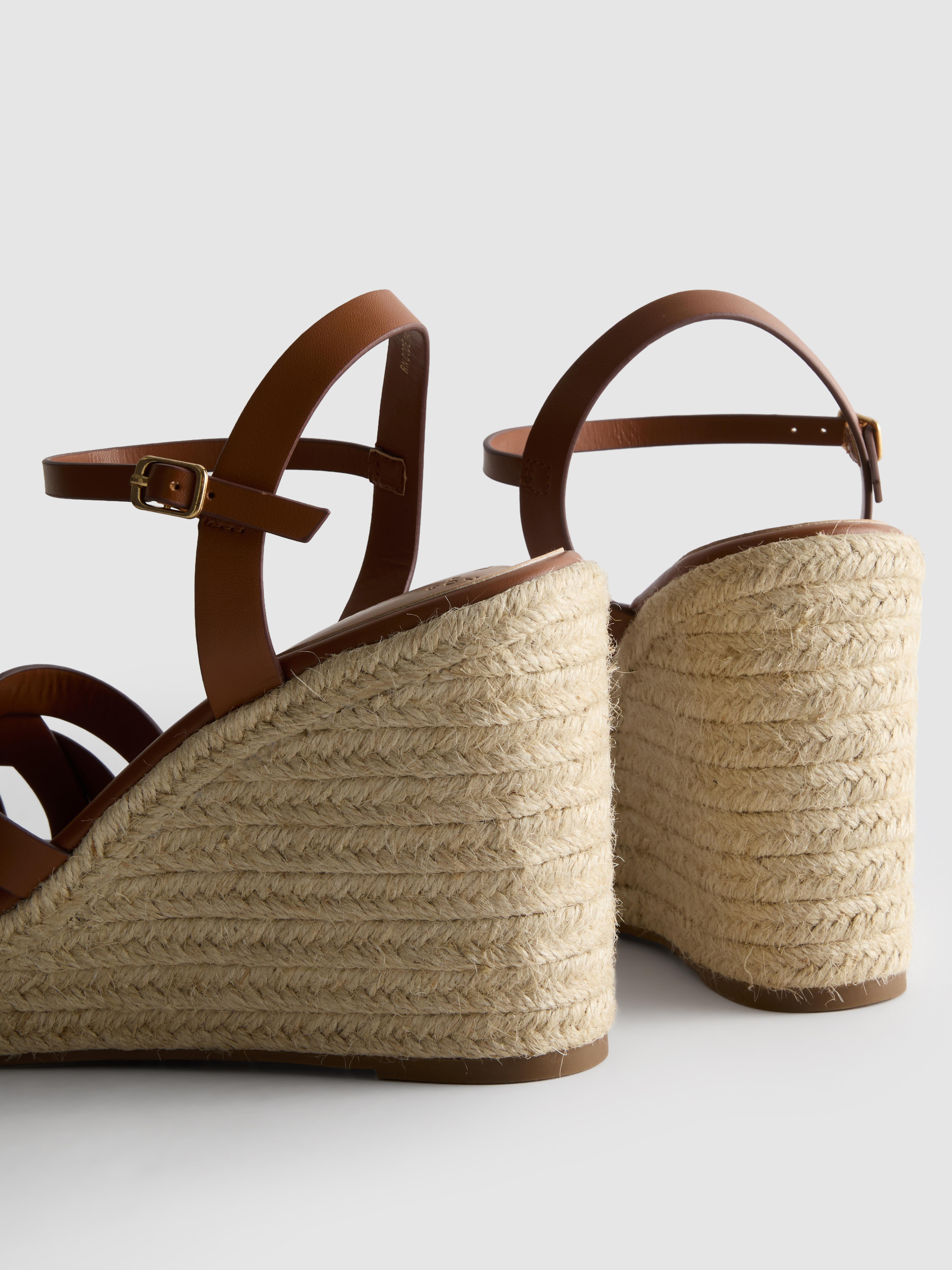 Women's Tan Espadrille Wedge Sandals