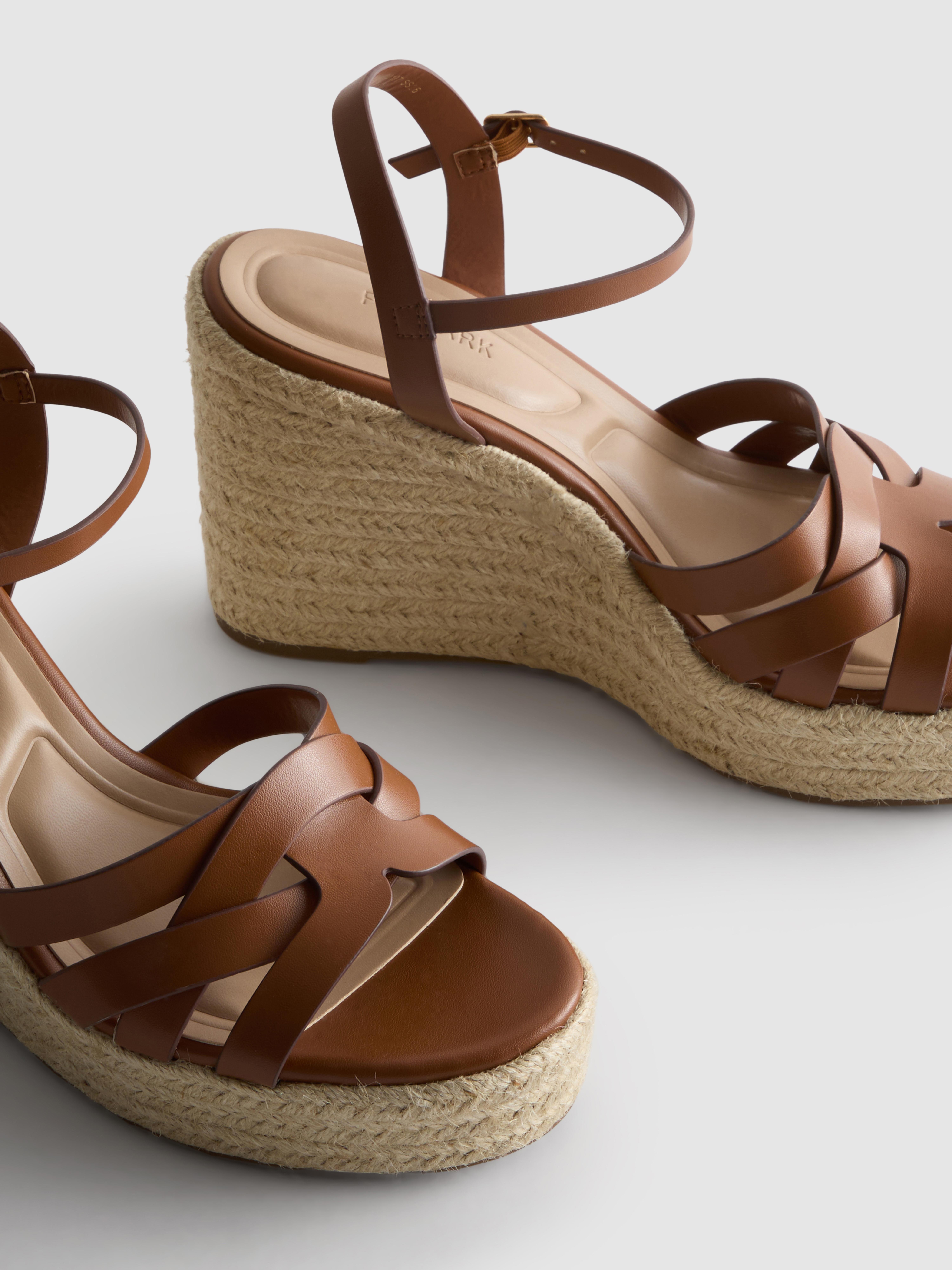 Women's Tan Espadrille Wedge Sandals