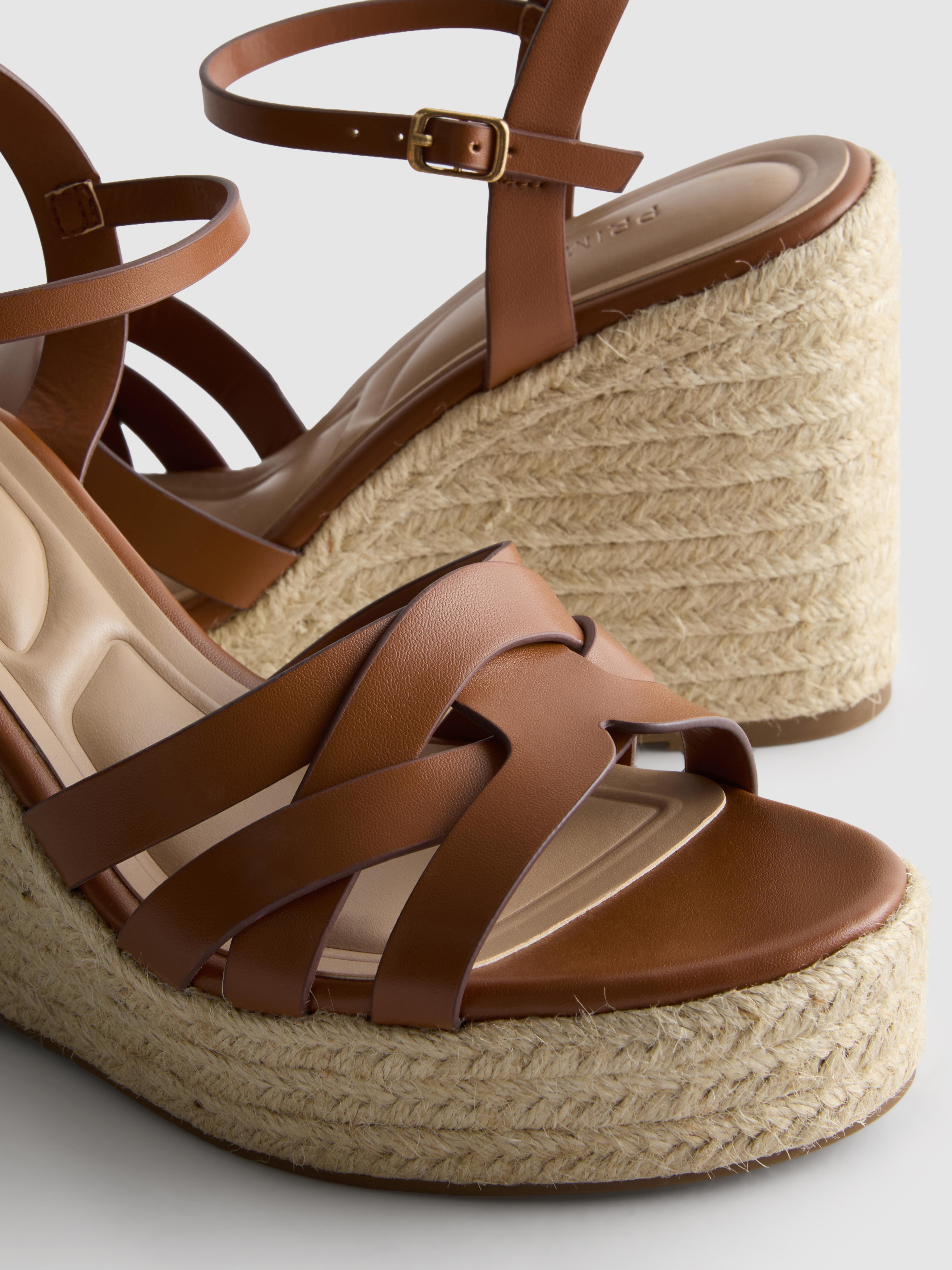 Women's Tan Espadrille Wedge Sandals