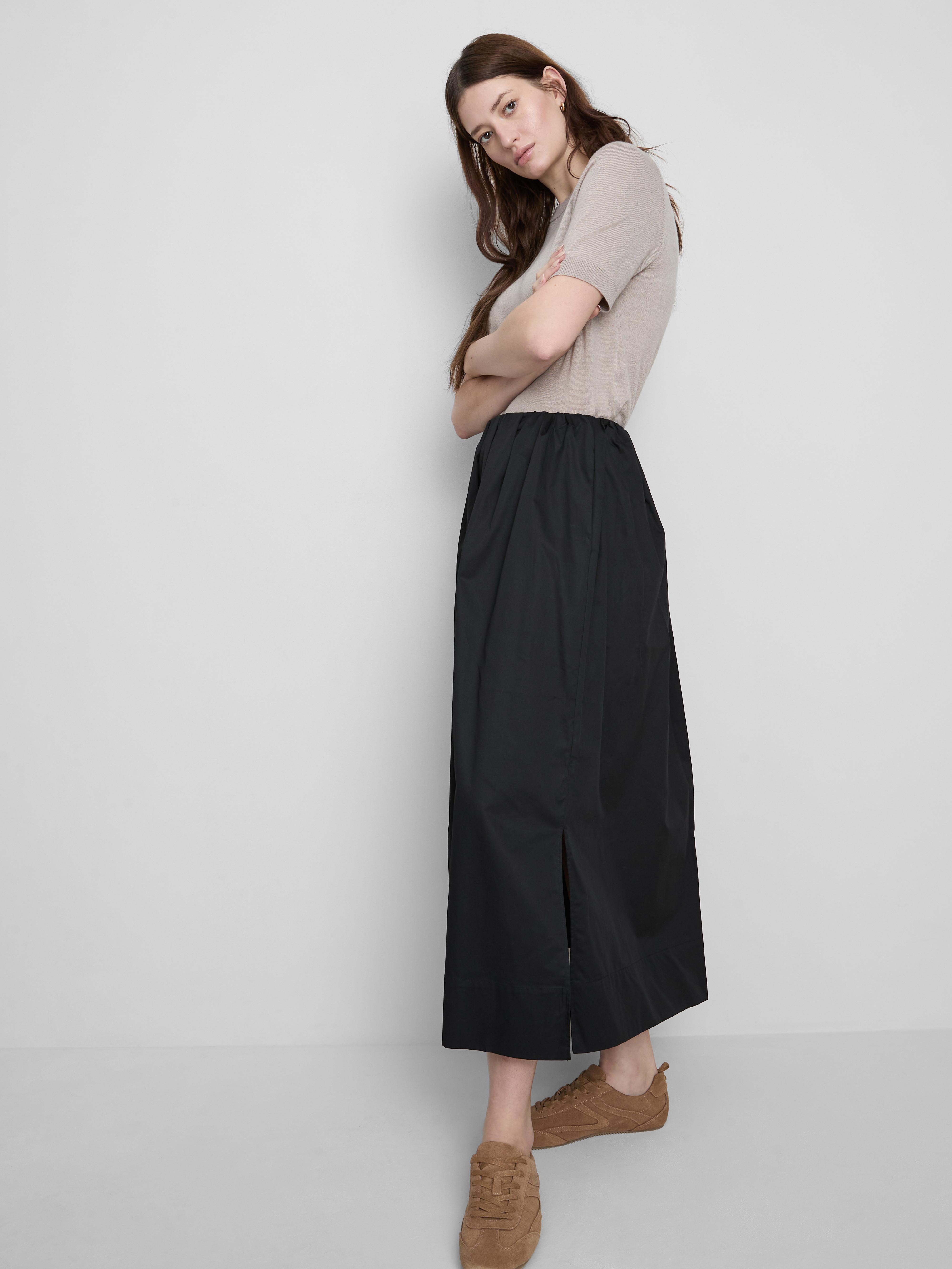 Women's Black The Edit Circle Cotton Midi Skirt