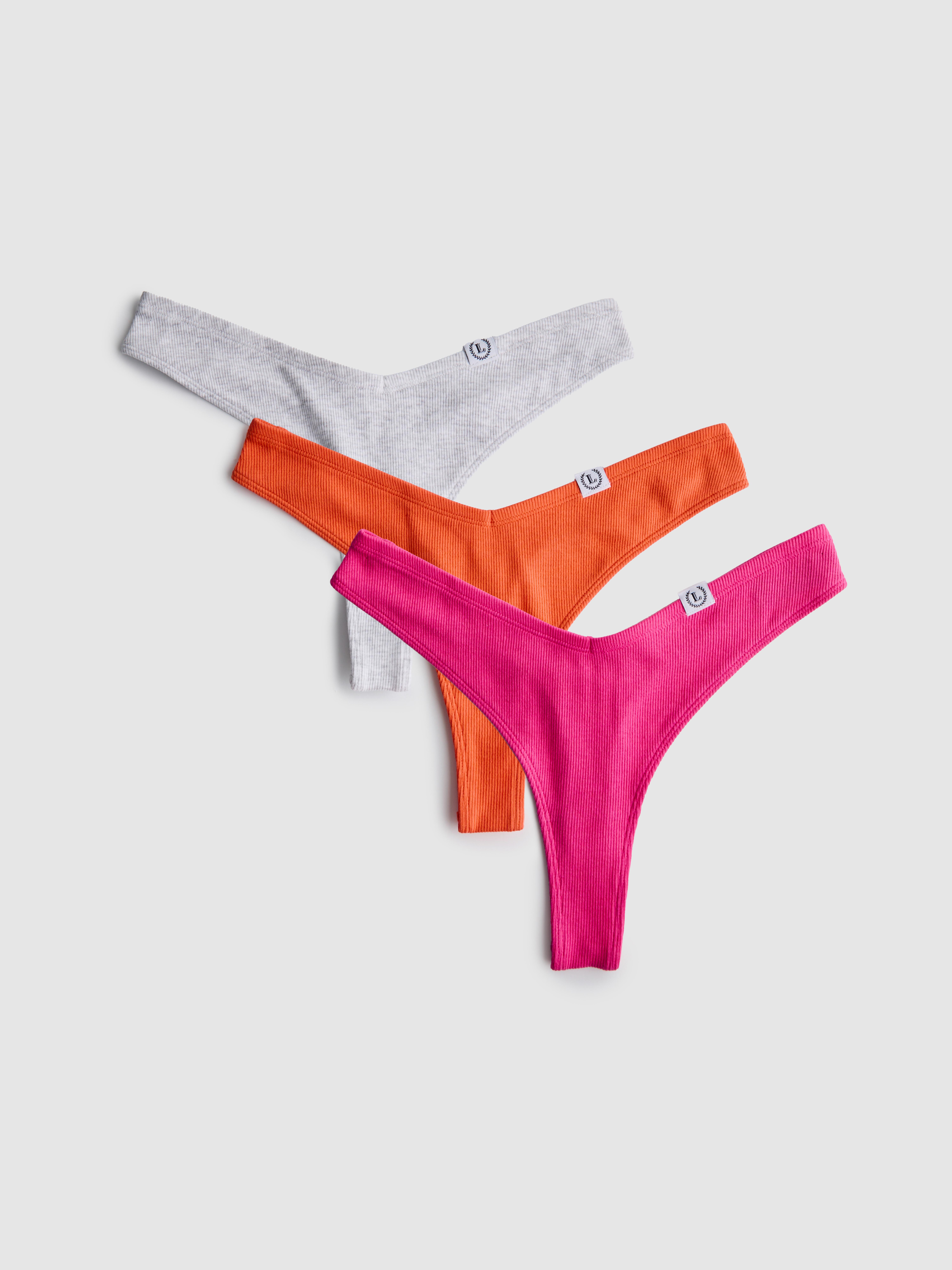 Women's Orange 3pk Love To Lounge Cotton-Rich Miami Thongs | Primark