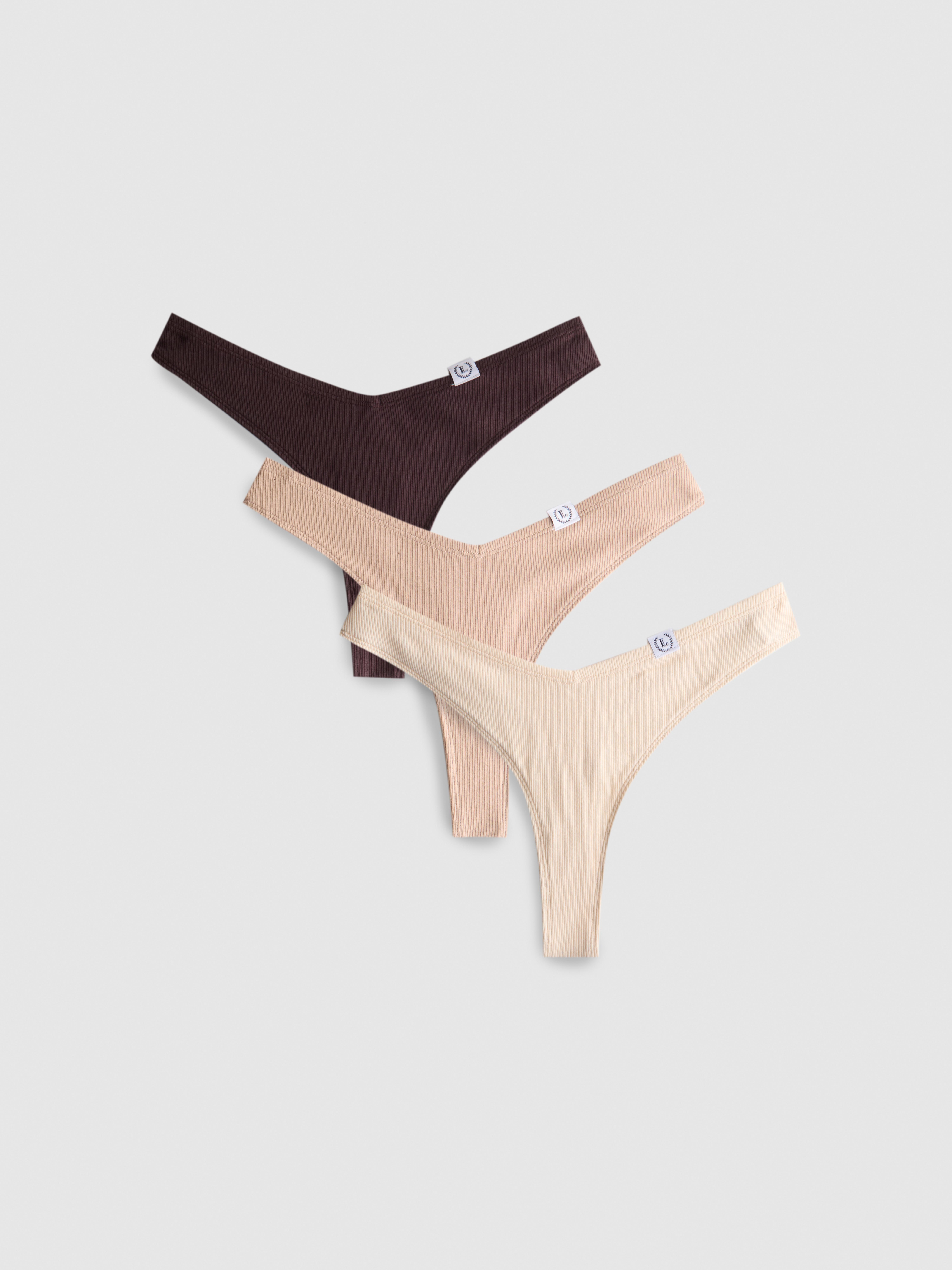 3pk Cotton Rich Ribbed Miami Thongs