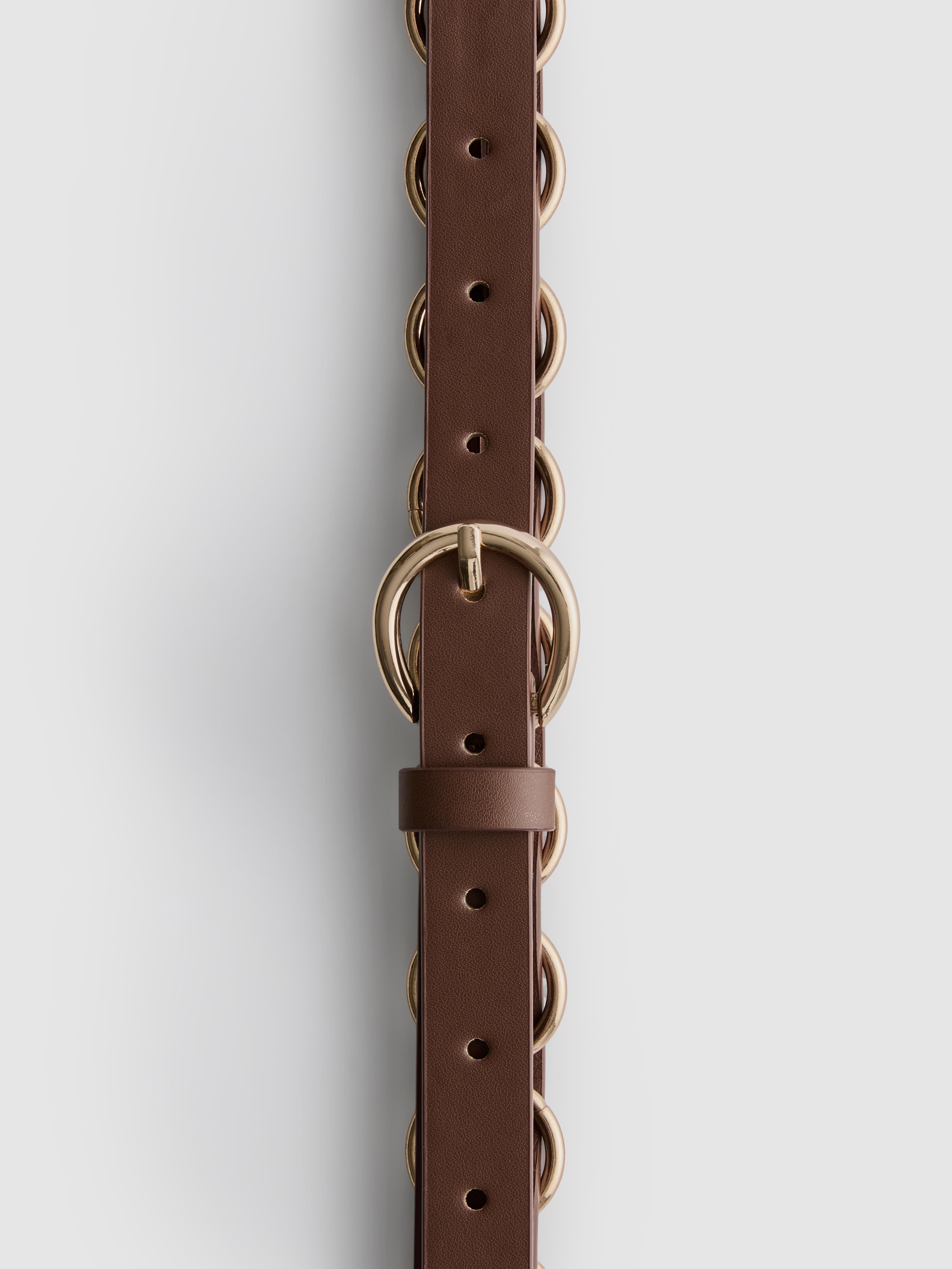 Faux Leather Ring Buckle Belt