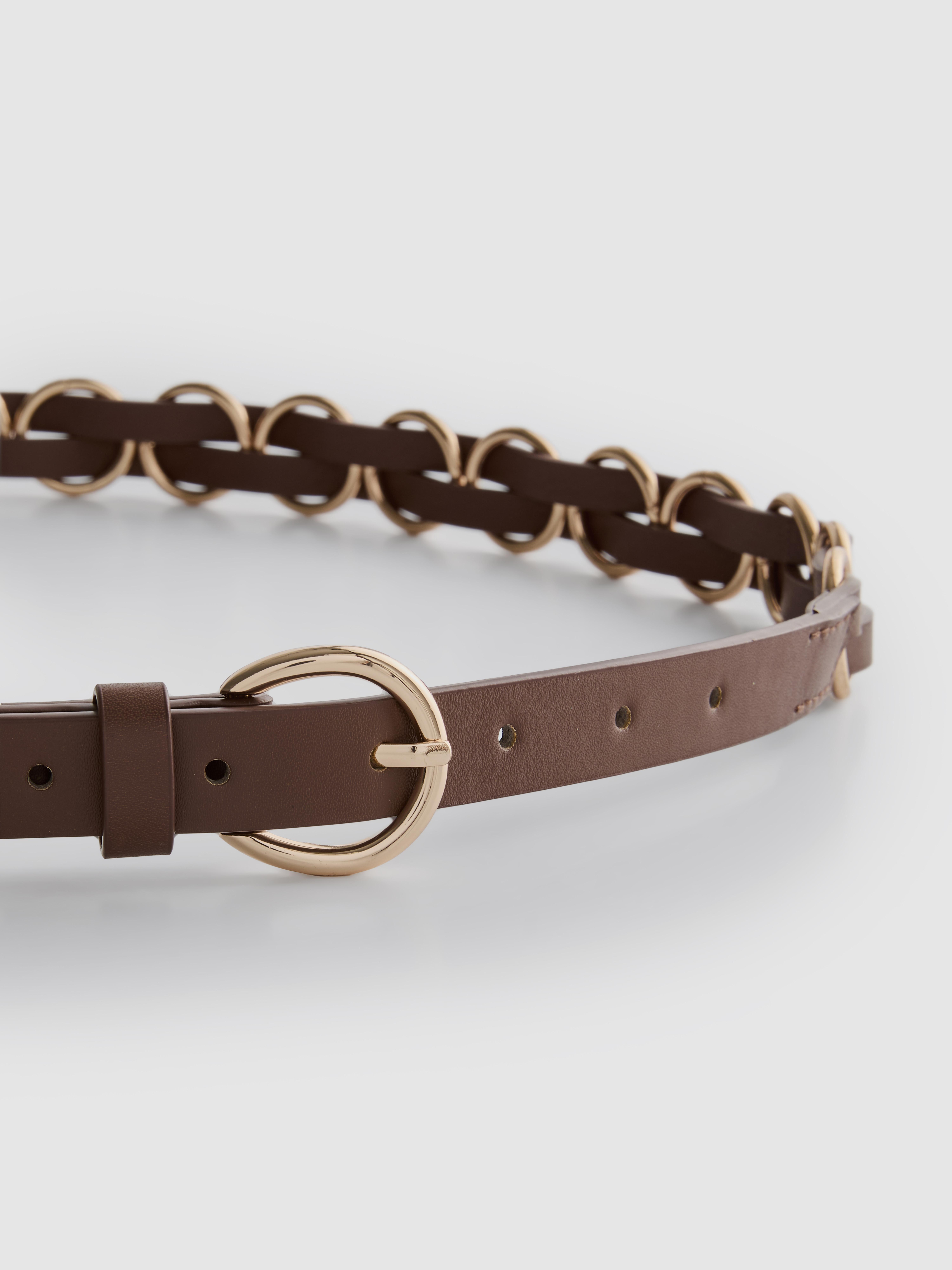 Faux Leather Ring Buckle Belt