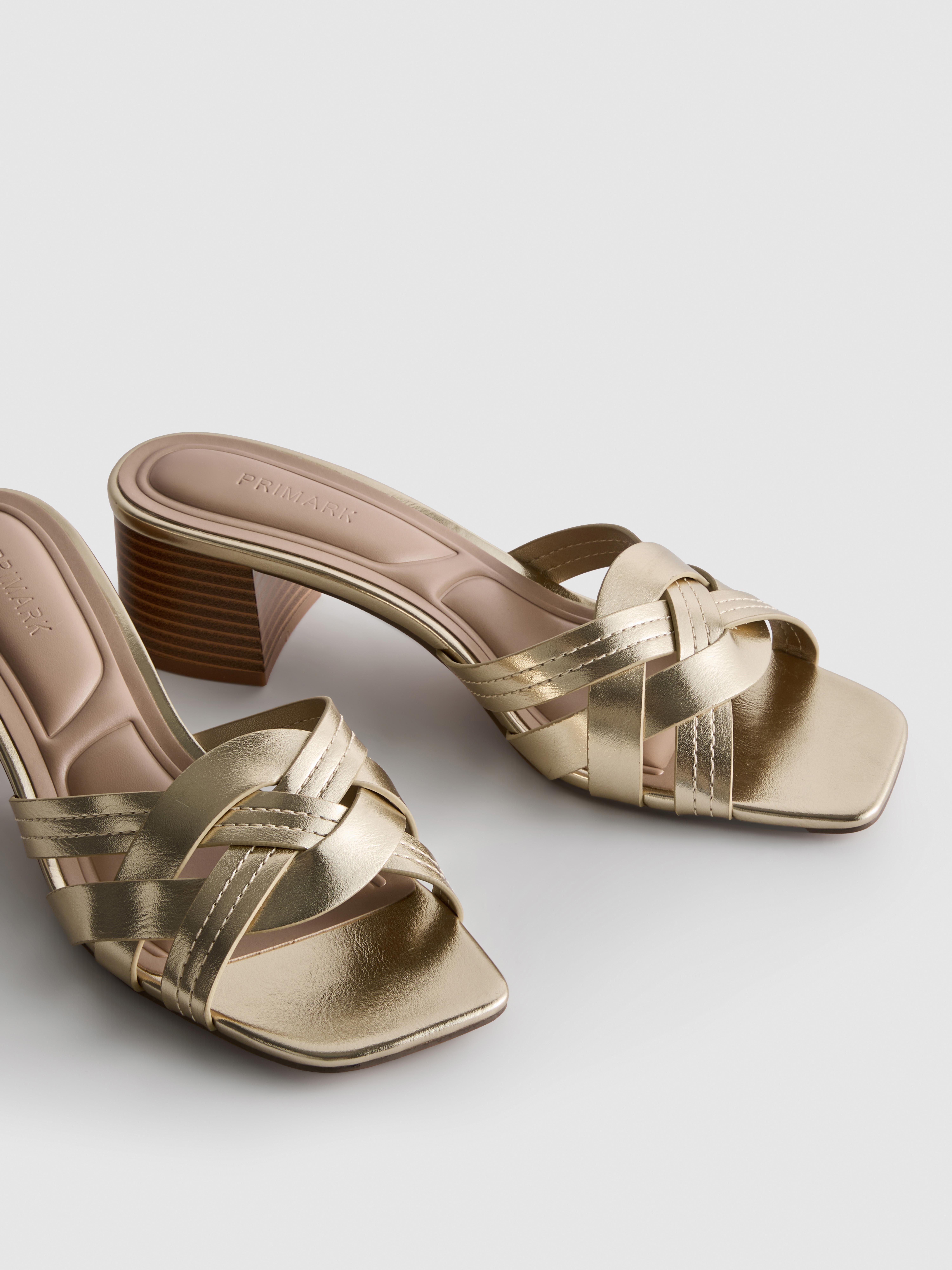 Muiltjes van imitatieleer met blokhak