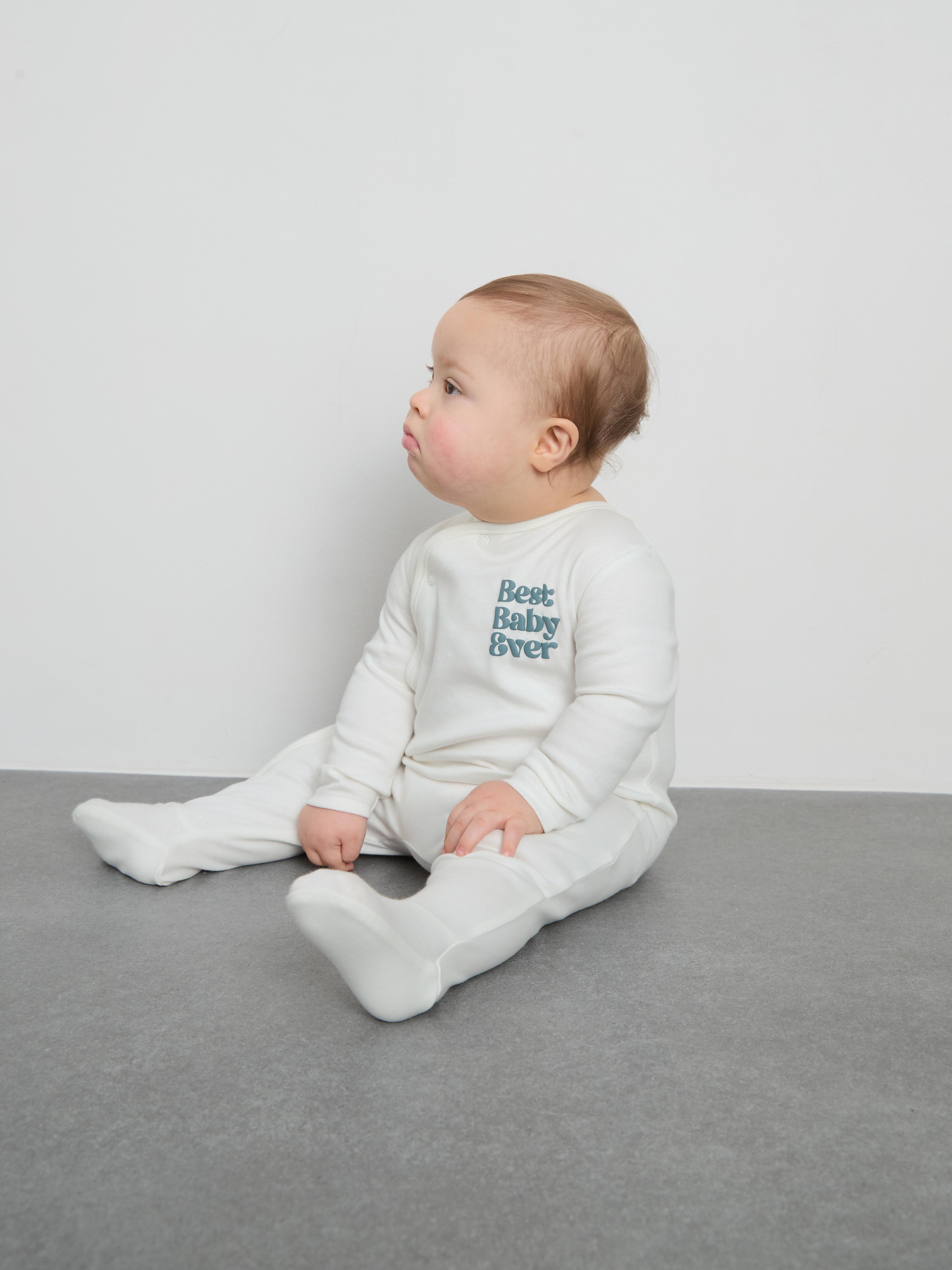 0-24mths | Best Baby Ever Slogan Wrap Sleepsuit