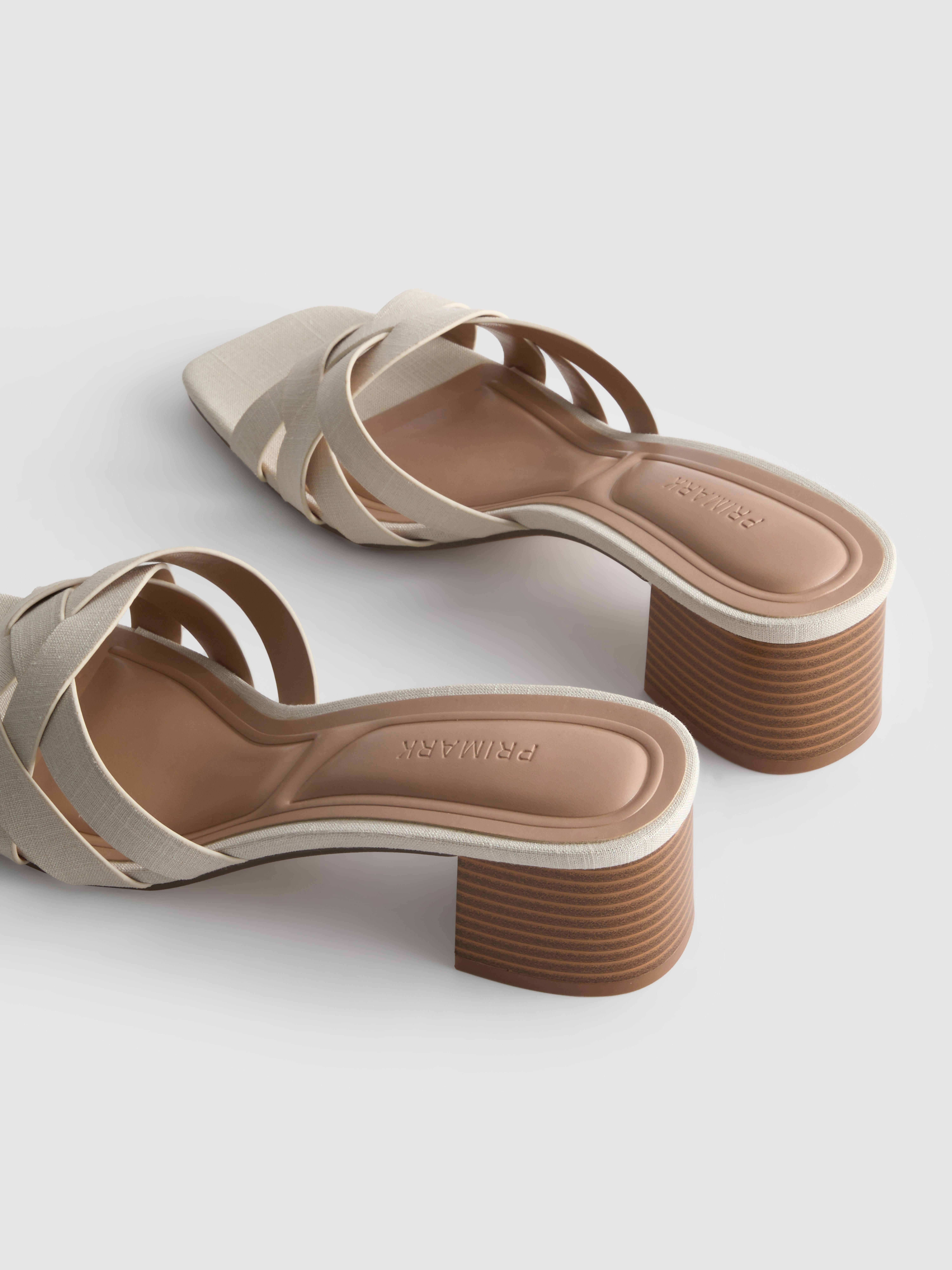 Weave Strap Block Heel Mules