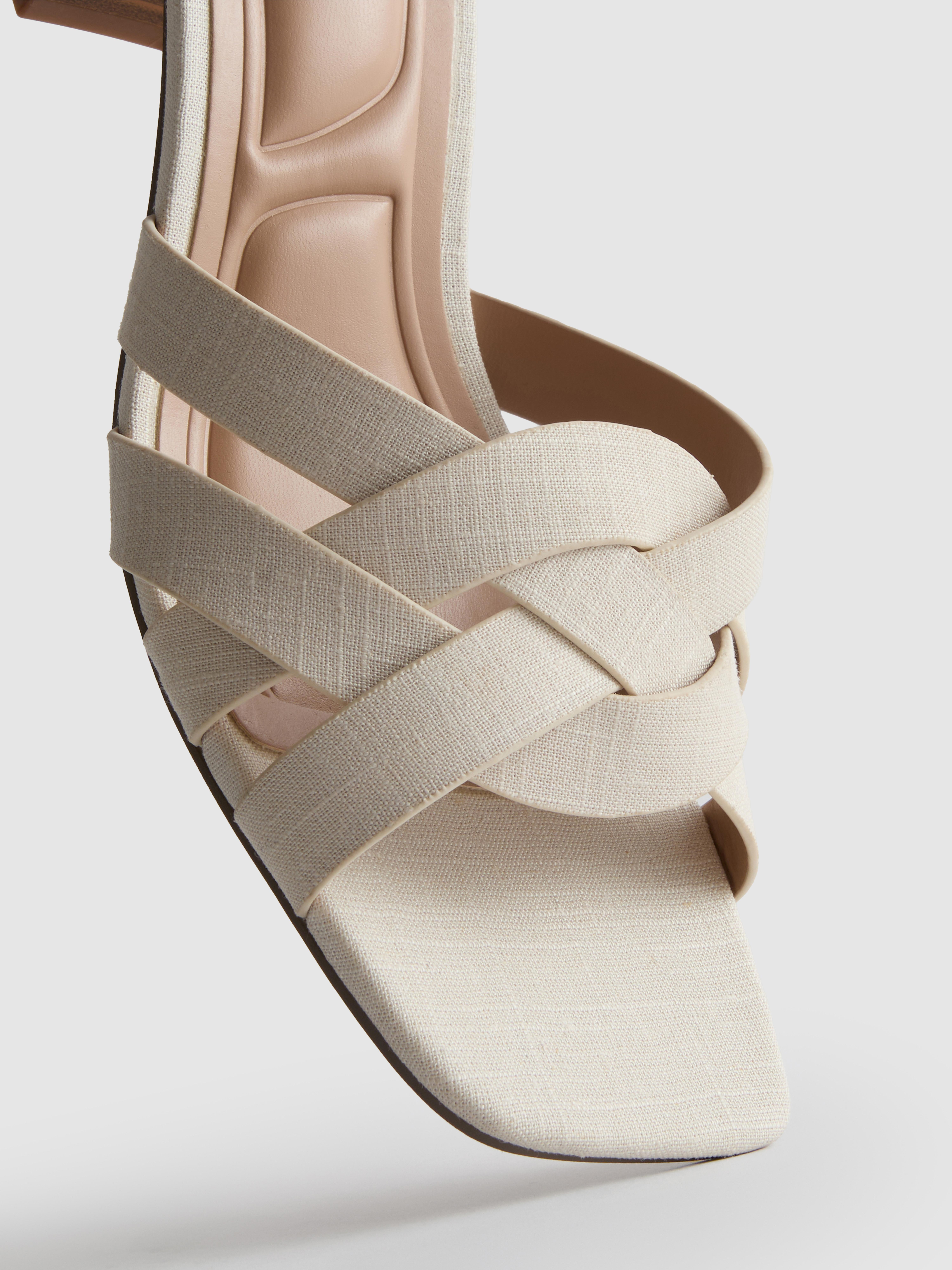 Weave Strap Block Heel Mules