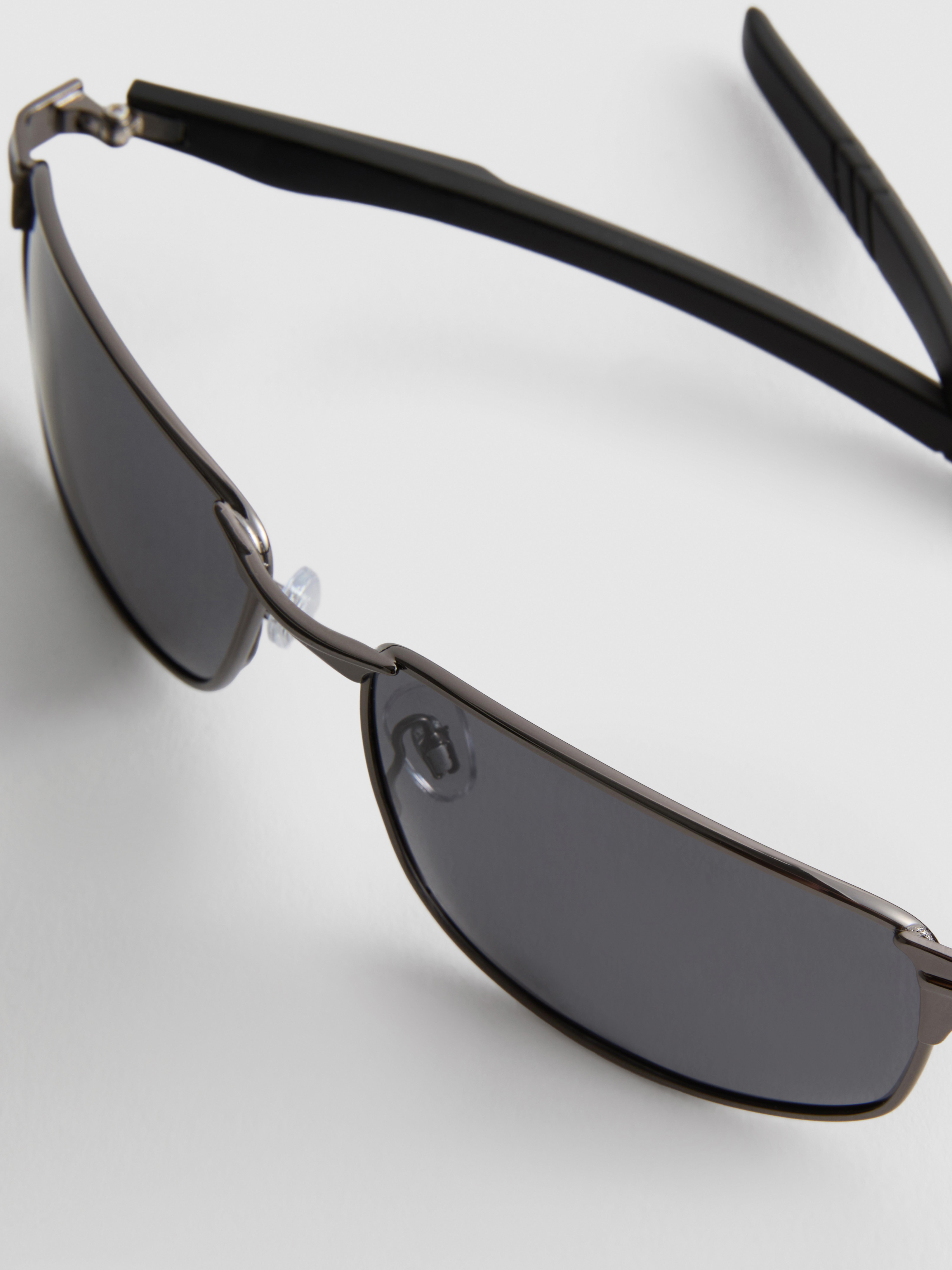 Rectangle-Frame Mirrored Sunglasses