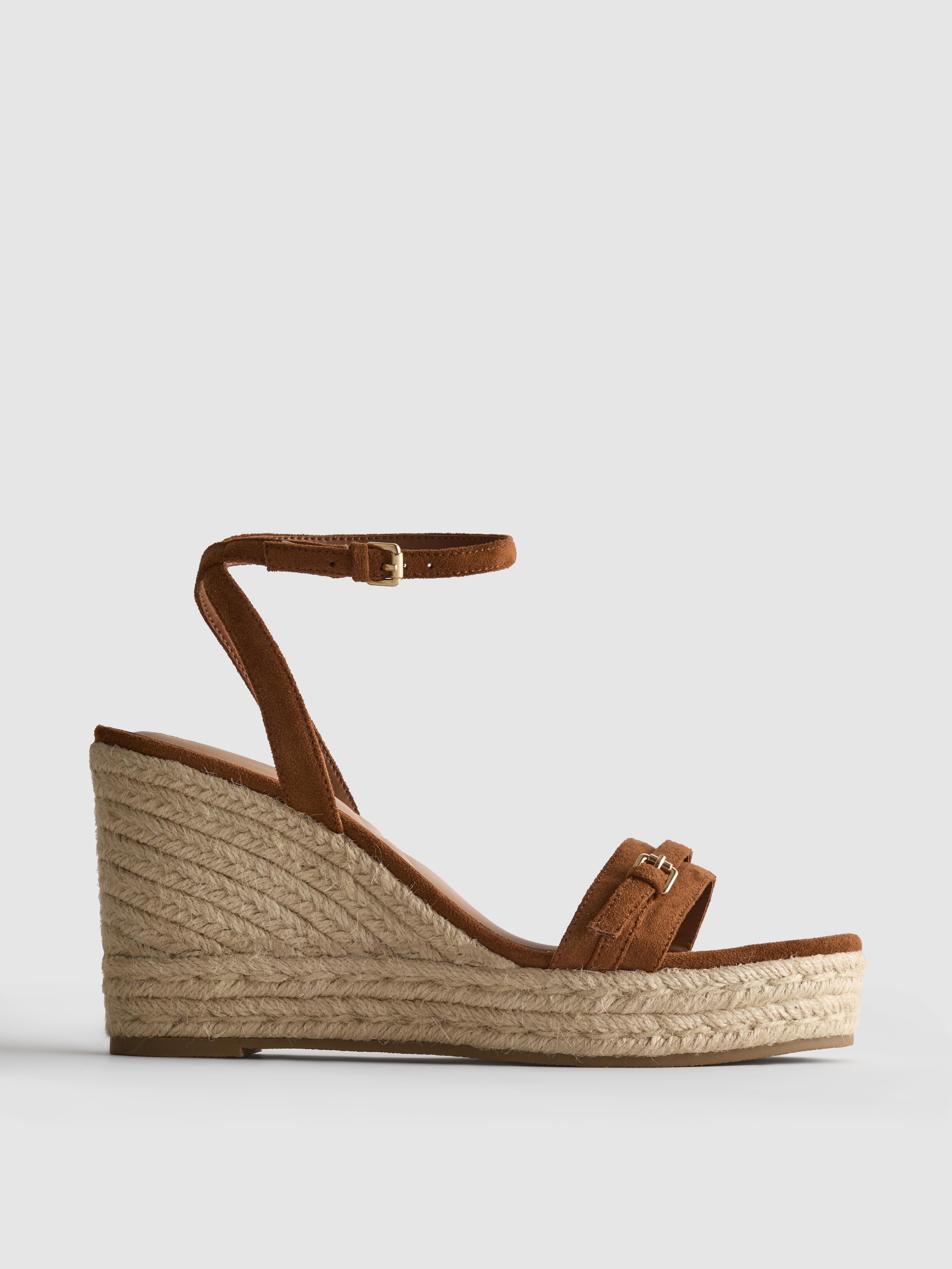 Wide-Fit Buckle-Detail Wedge Sandals