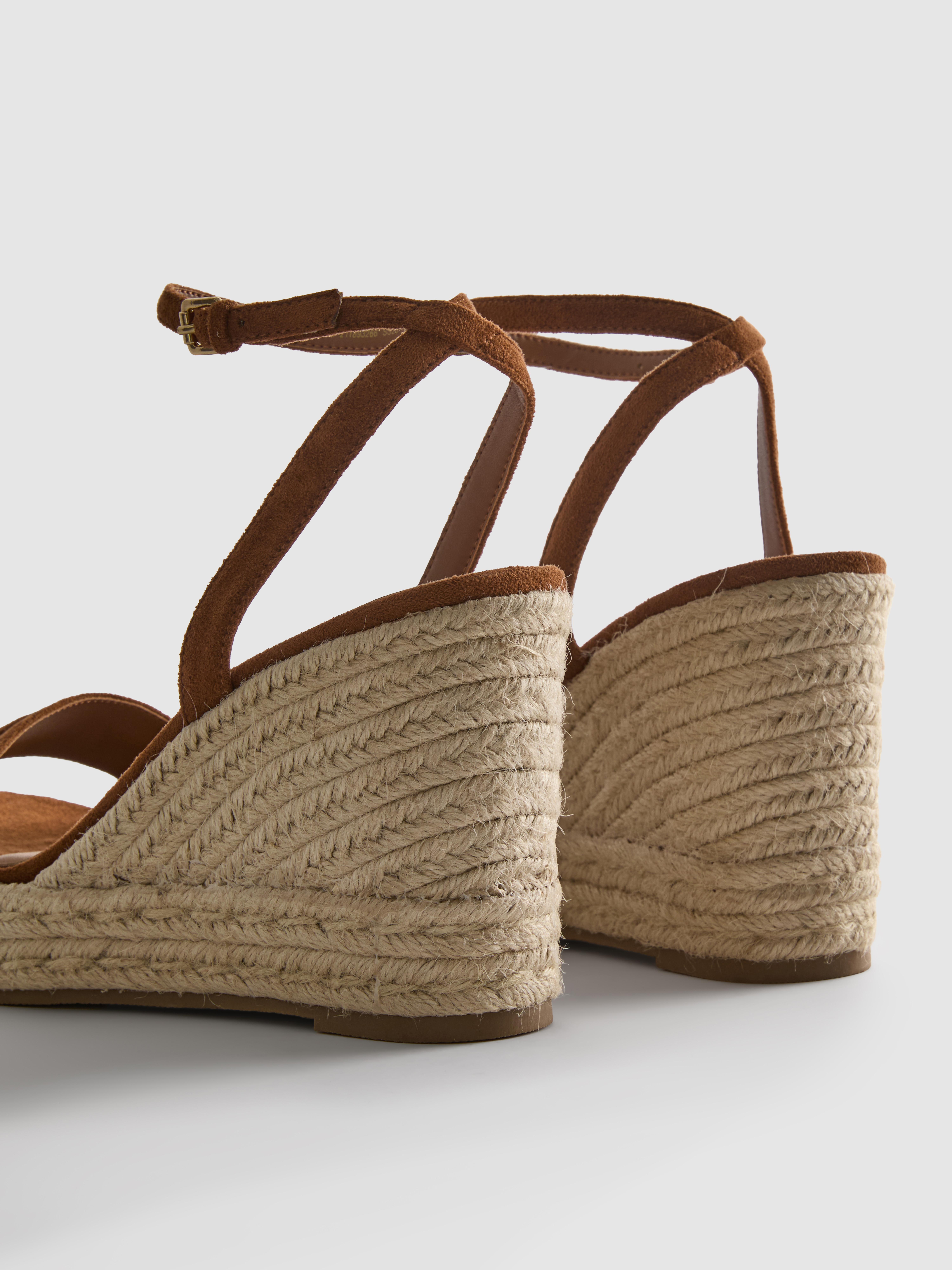 Wide-Fit Buckle-Detail Wedge Sandals