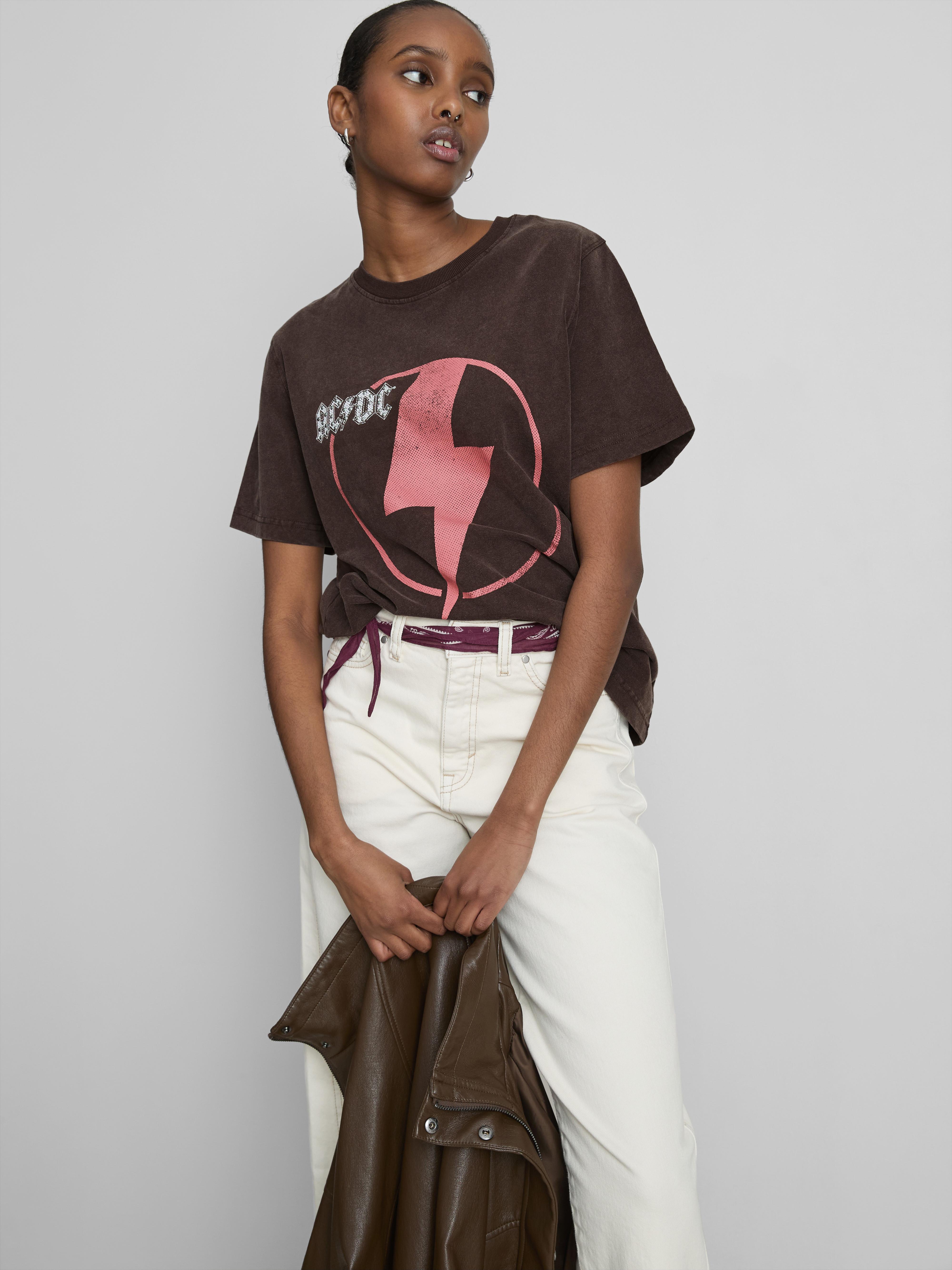 Katoenen band-T-shirt met print AC/DC