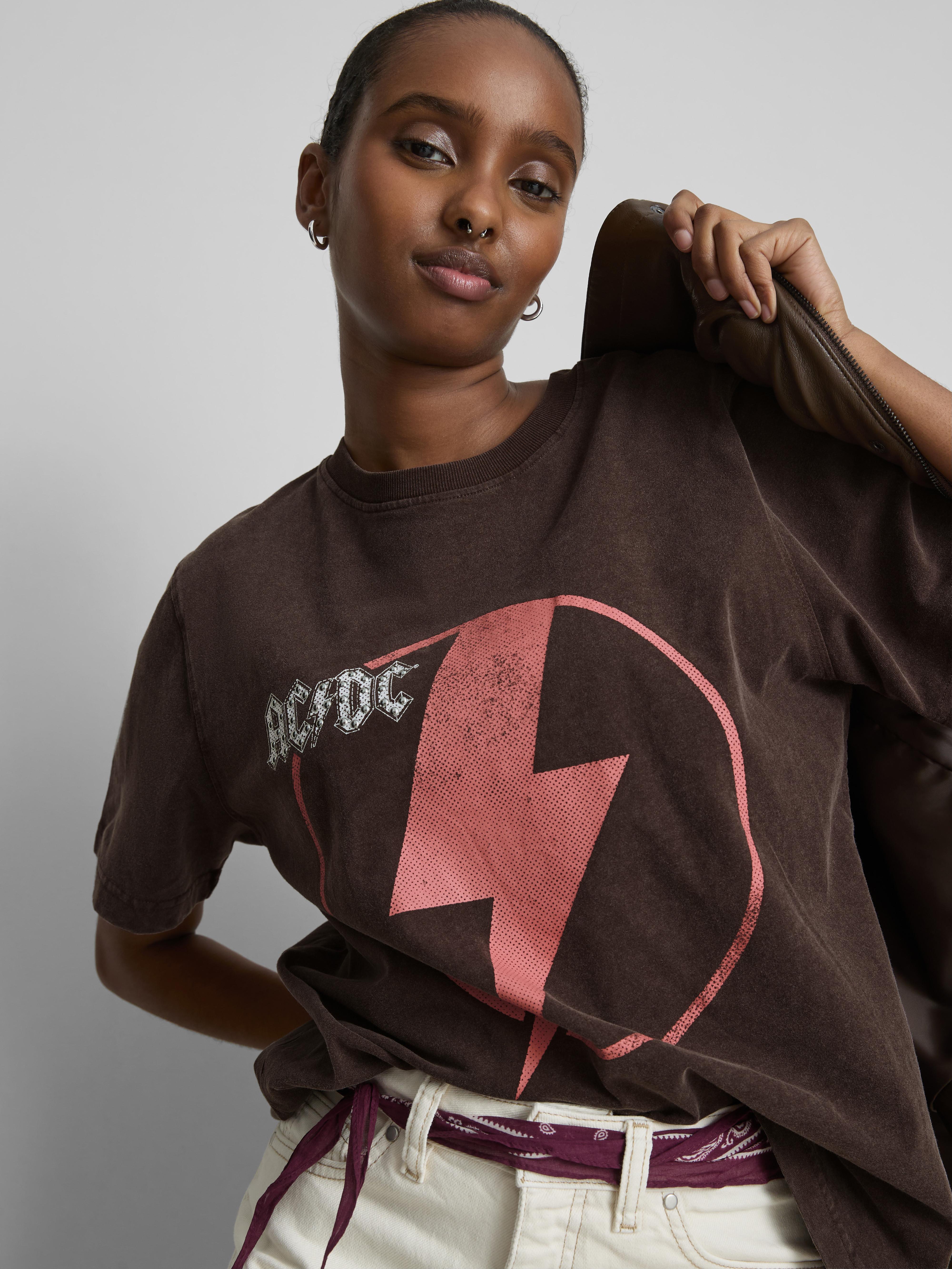 Katoenen band-T-shirt met print AC/DC