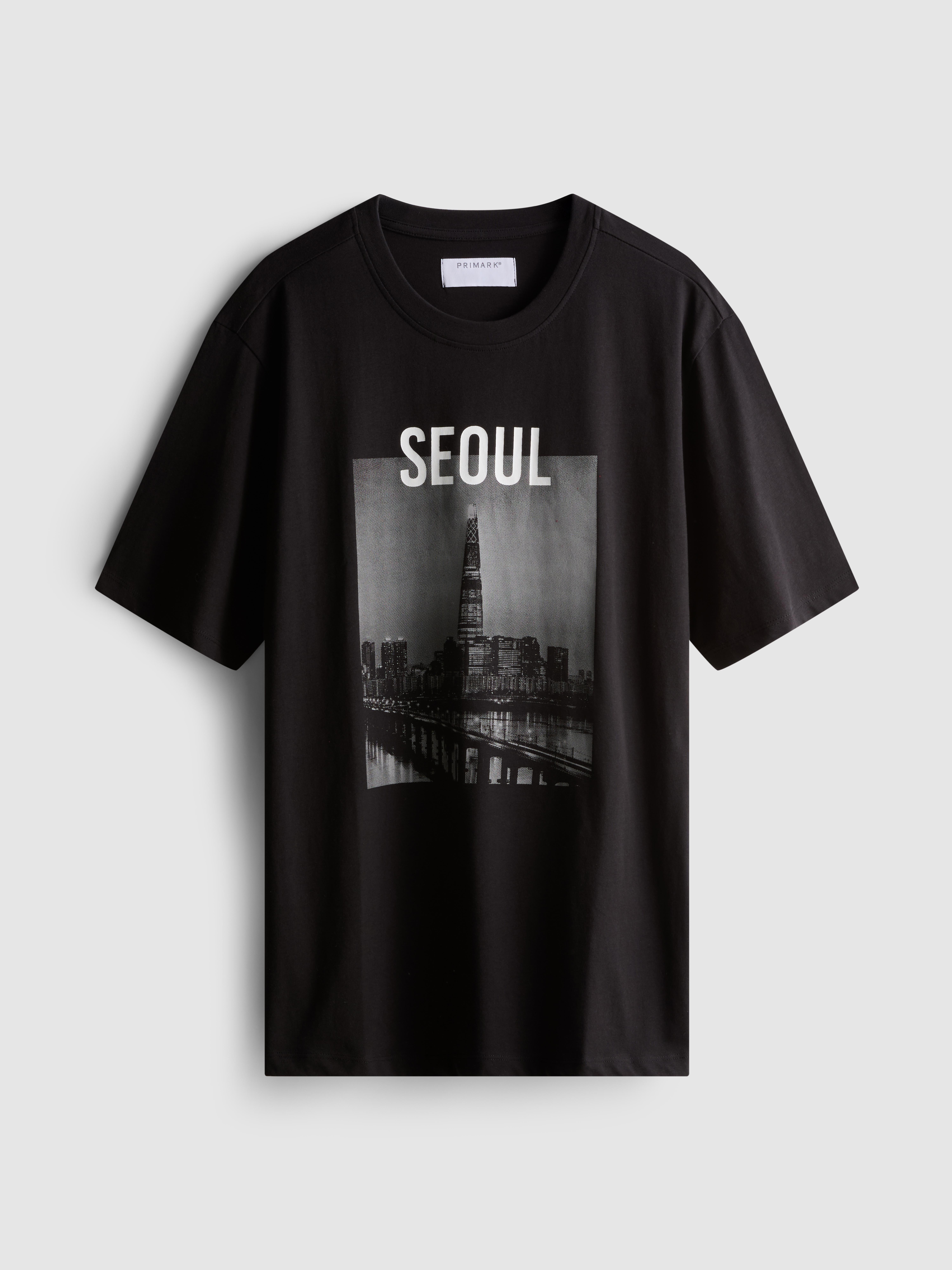 T-shirt manga curta gráfico Seoul